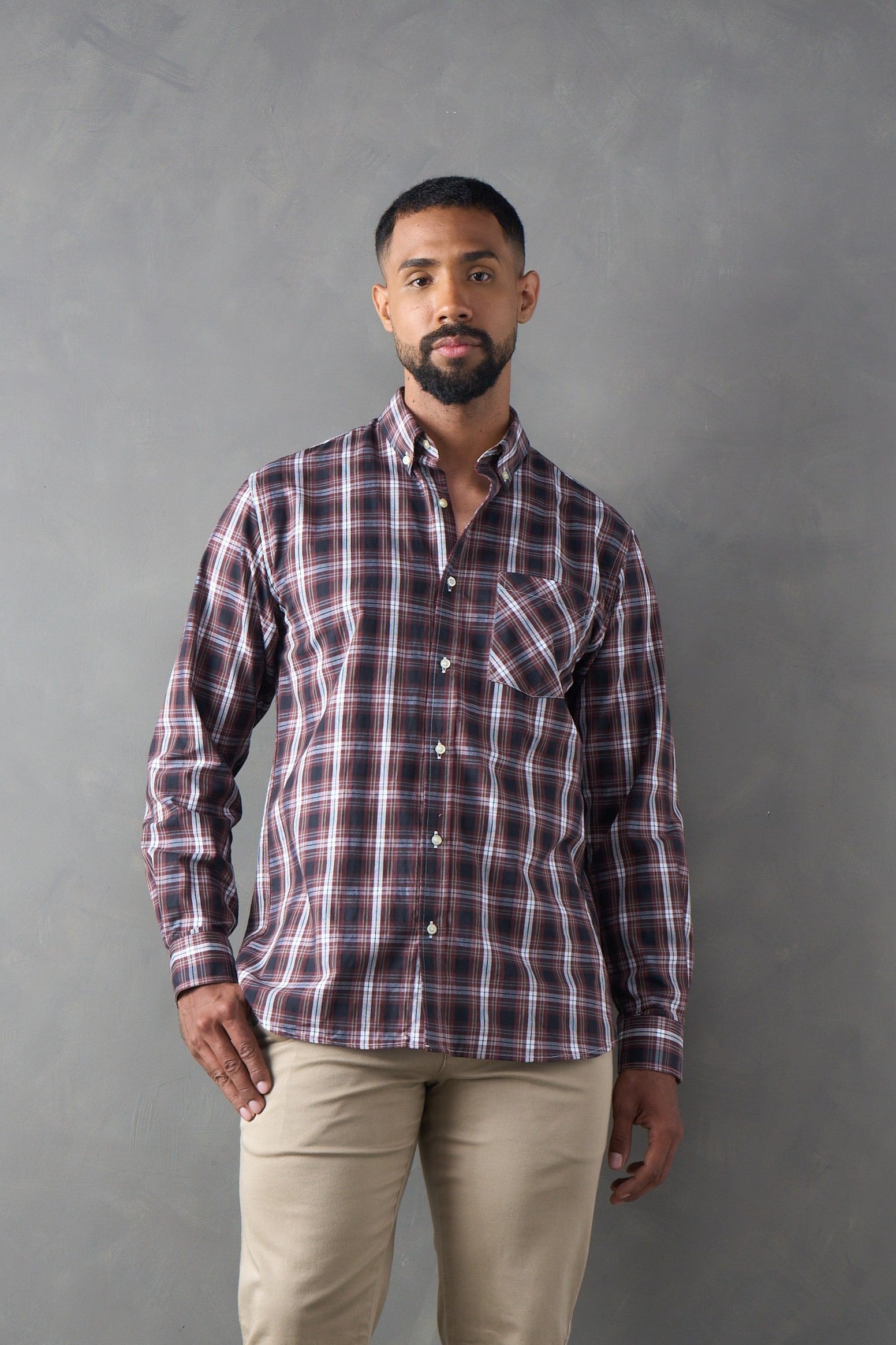 Camisa a cuadros regular fit rojo - imagen 1