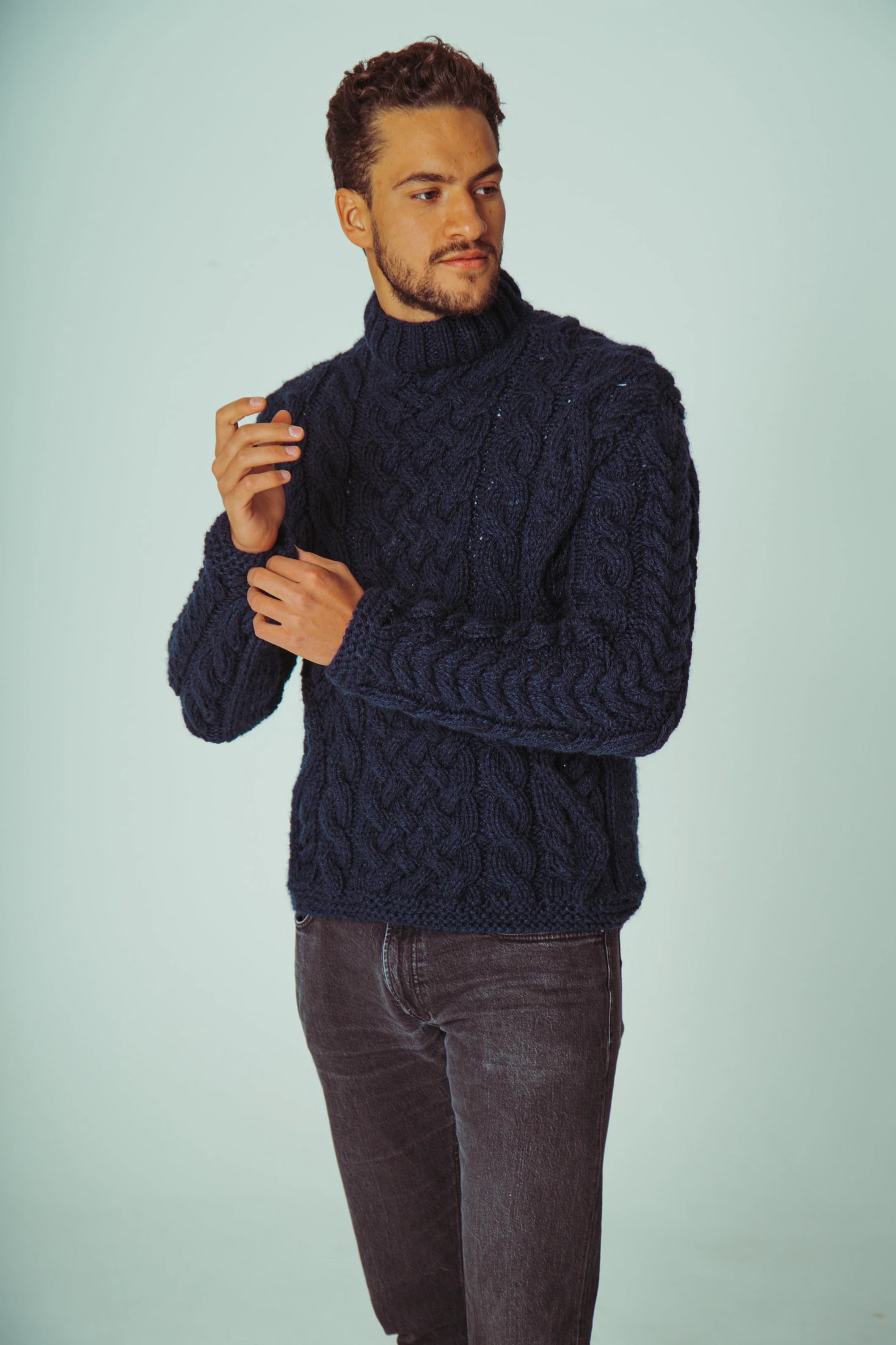 MANUEL HIGH NECK BRAIDED KNIT SWEATER - imagen 1