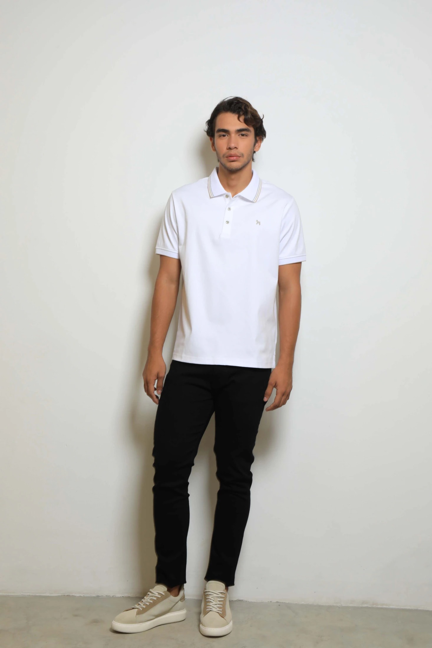 Polo Fashion Blanco/Taupe (Mercerizada) - imagen 1