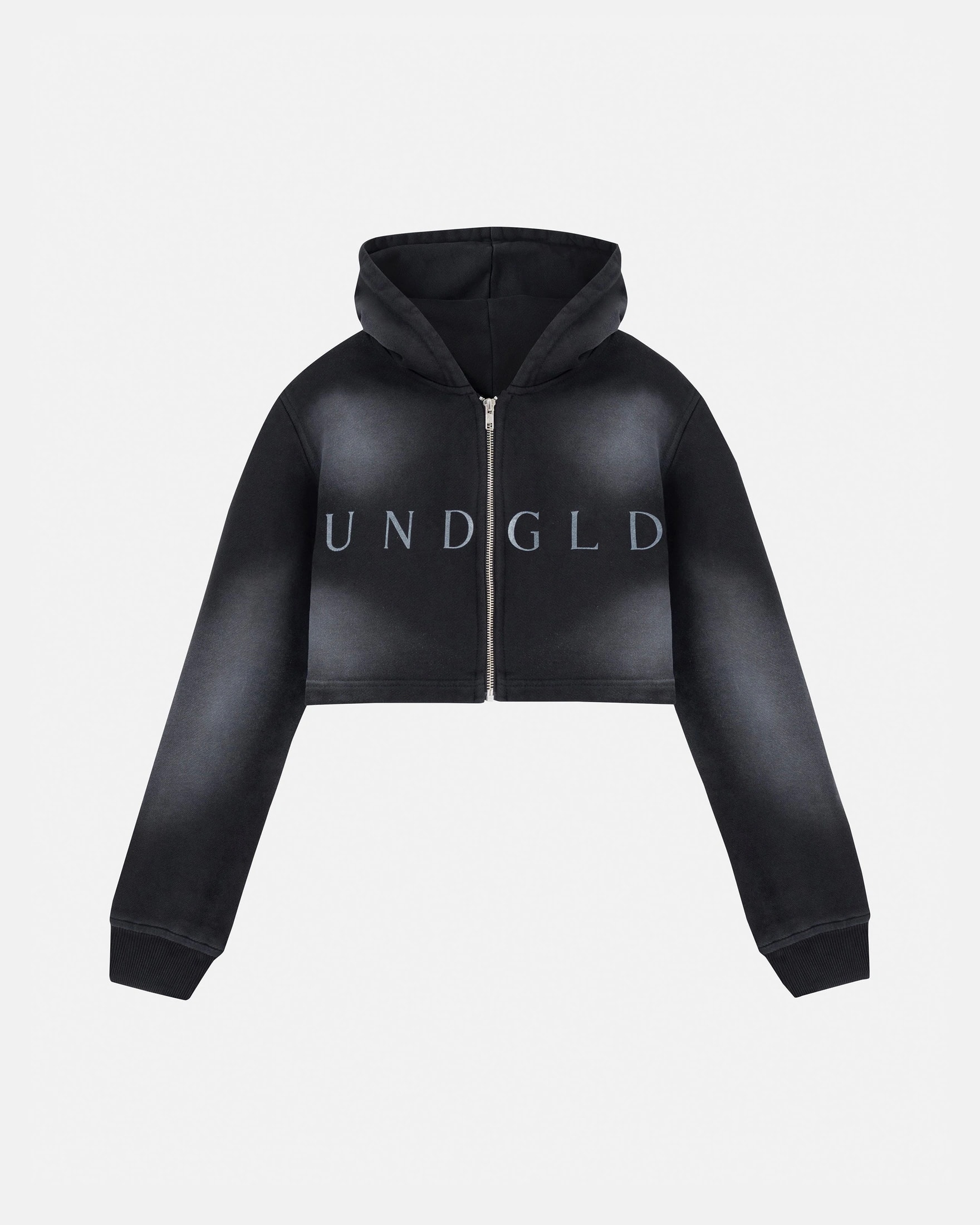 Eternal UNDGLD Slim Fit Zip Up Cropped Hoodie Smoky Black - imagen 1