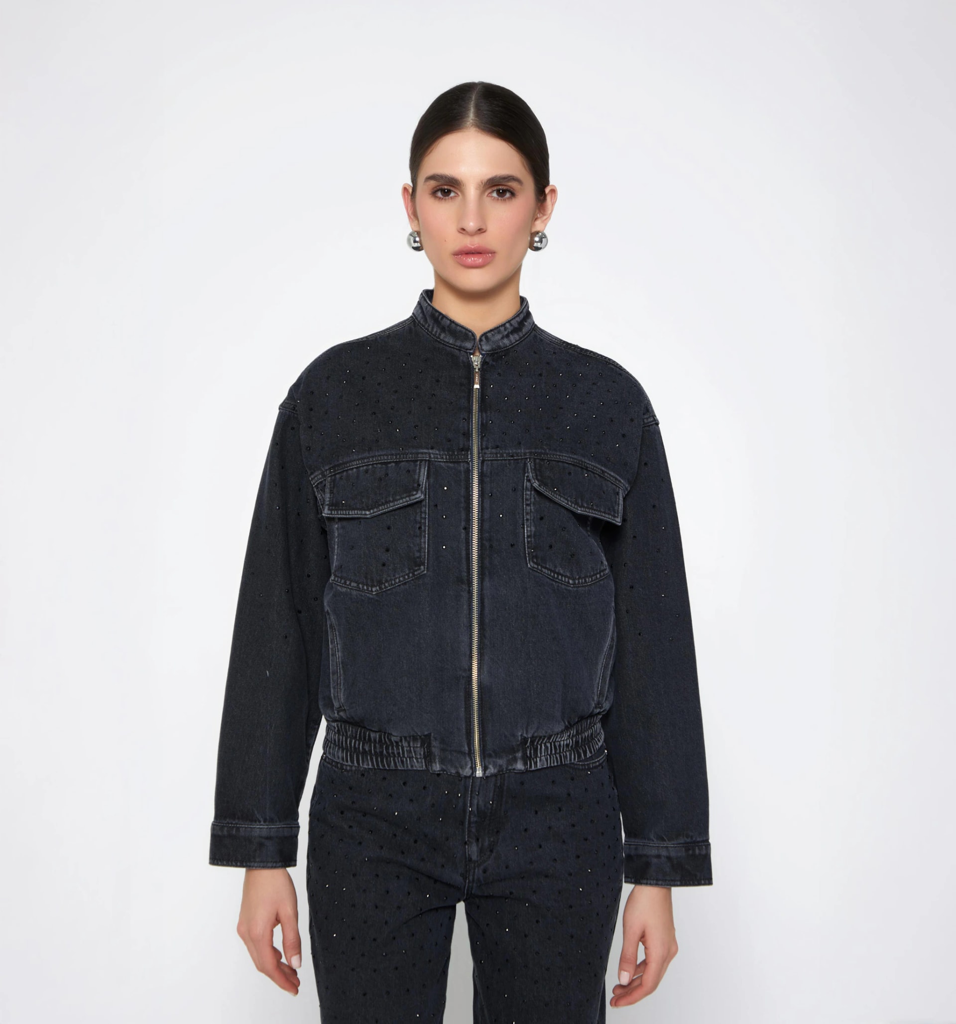 Chaqueta denim con cristales - imagen 1