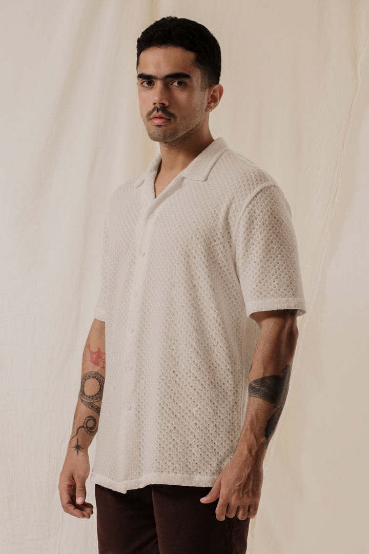 Camisa tejida beige - imagen 1