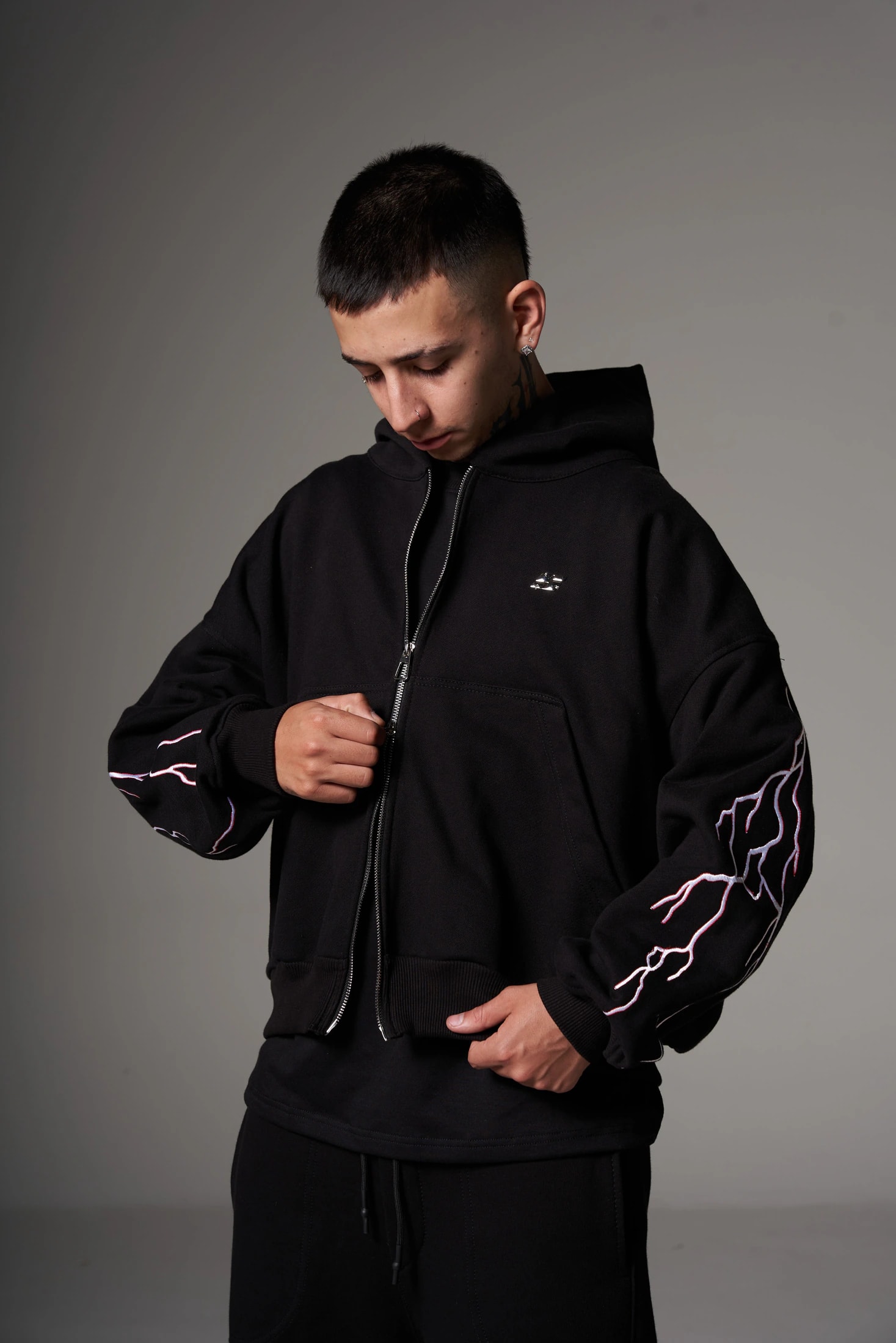 Double Zip Hoodie Boxy fit Red lights - imagen 1