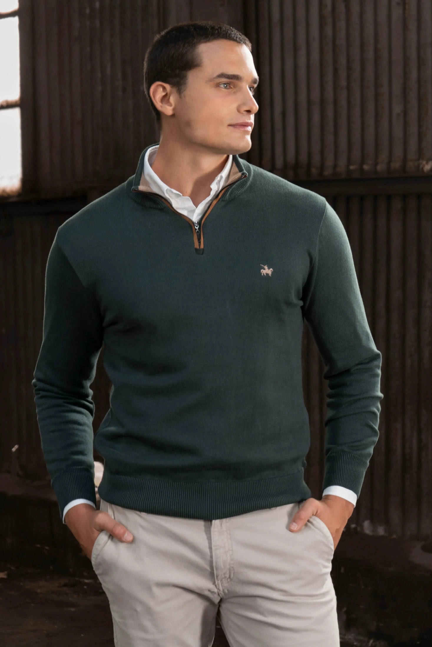 Suéter Halfzip Legacy Hombre Verde - imagen 1