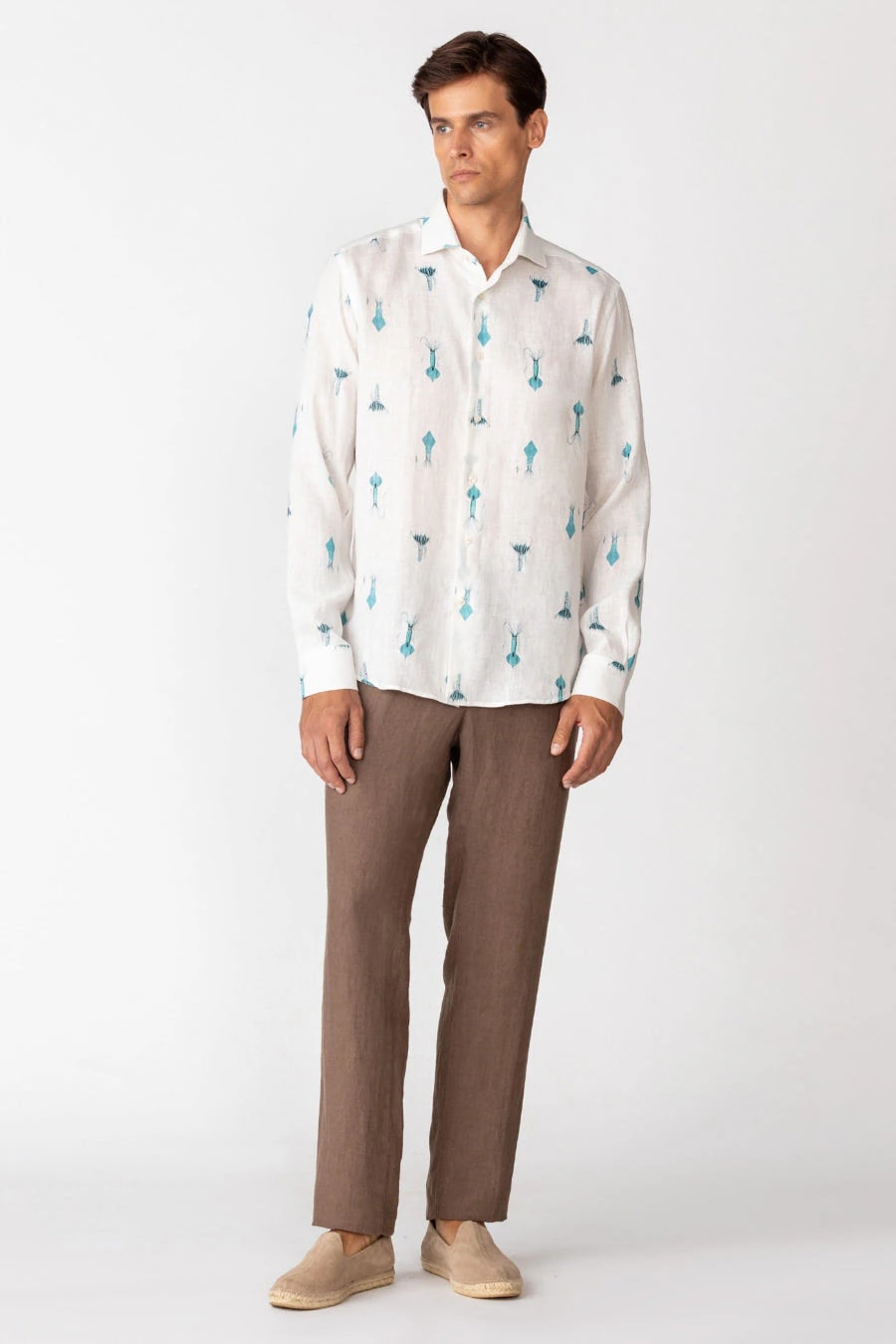Men's linen shirt white verne - imagen 1