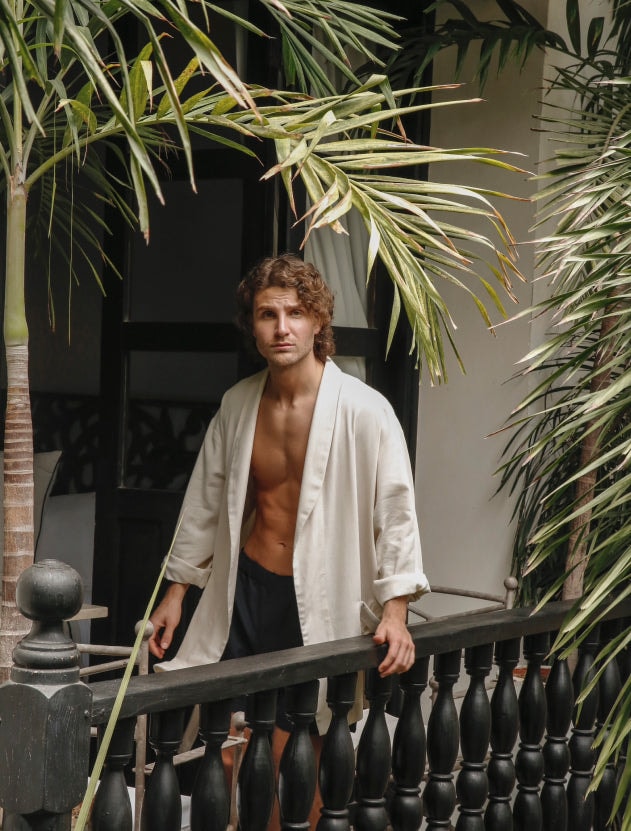 Amalfi Beige Linen Robe - imagen 1