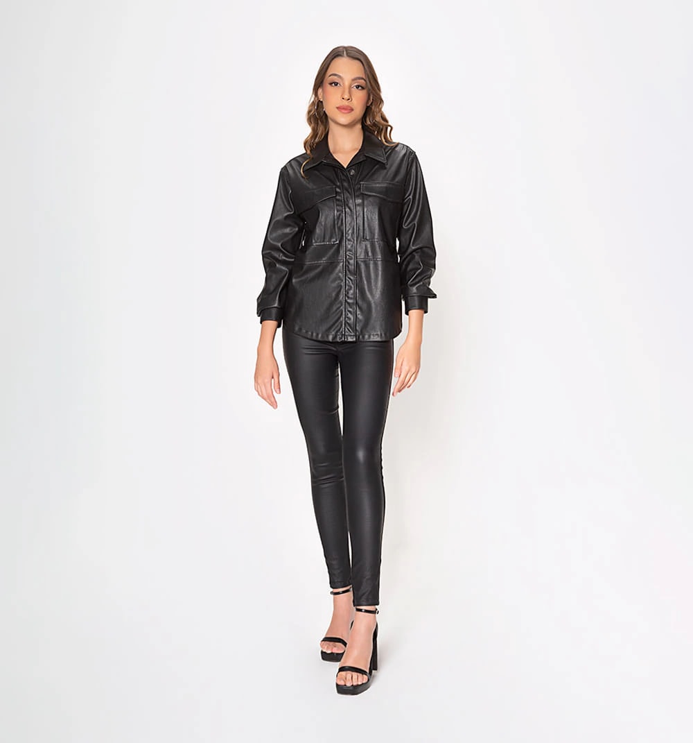 Blusa camisera manga larga con bolsillo - imagen 1