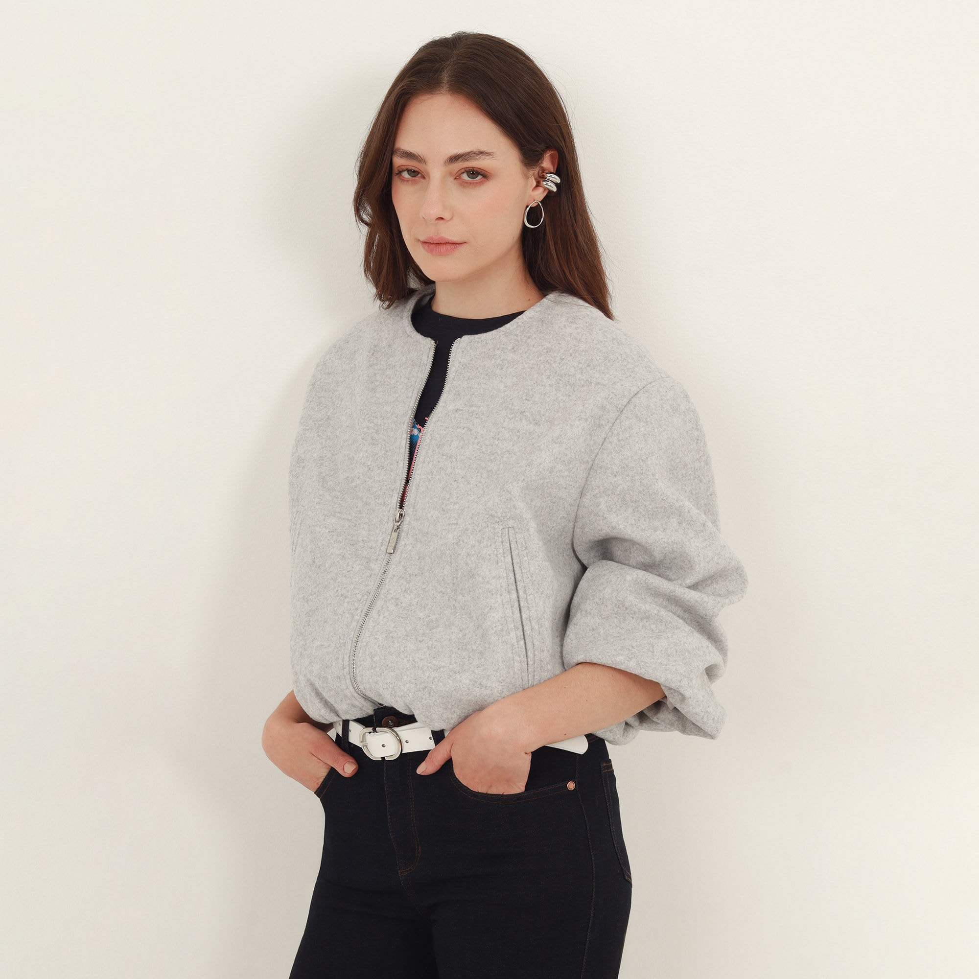 Chaqueta bomber cuello redondo - imagen 1