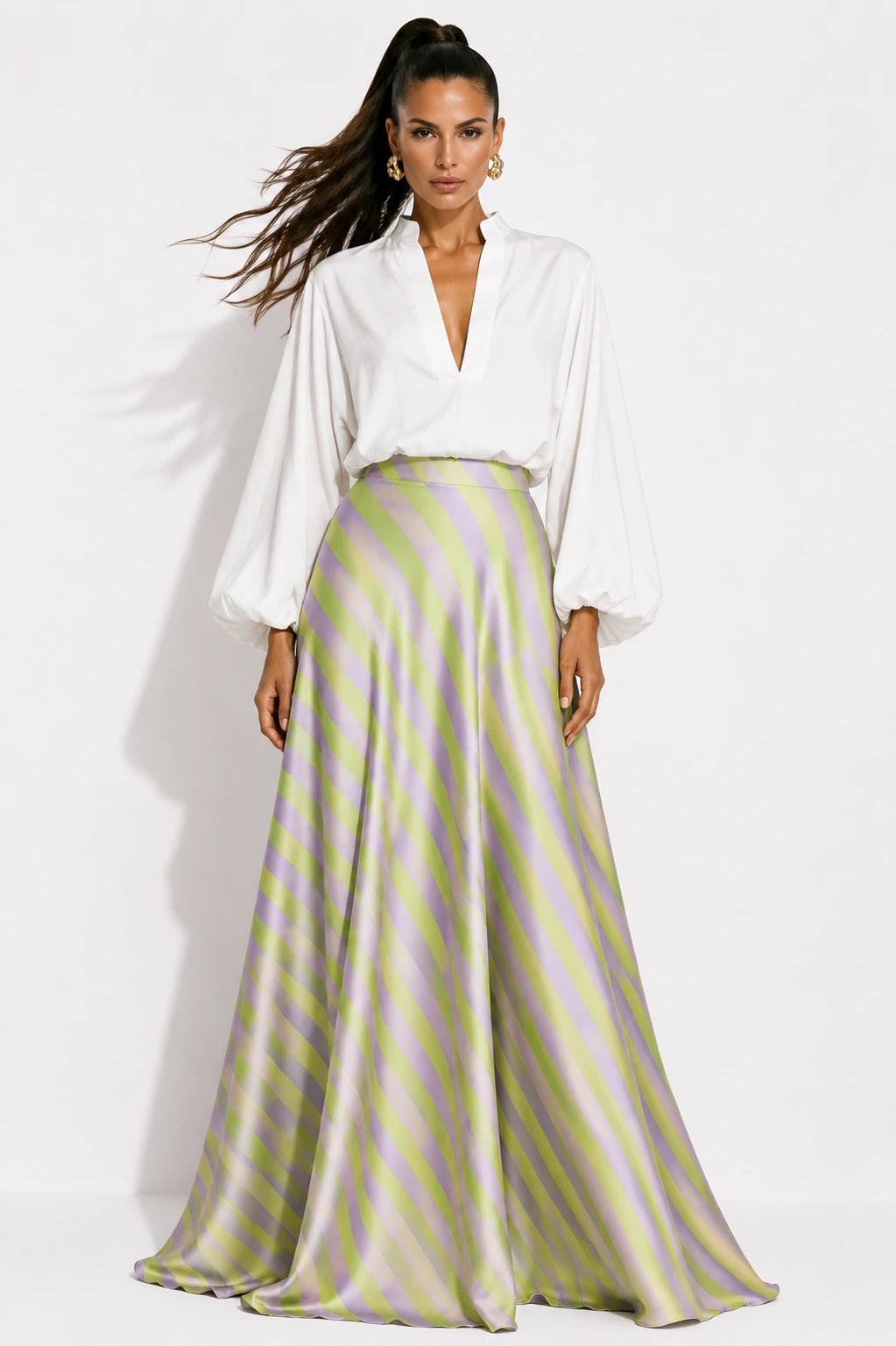 Falda Celebes Rayas Amarillo + Lila - imagen 1