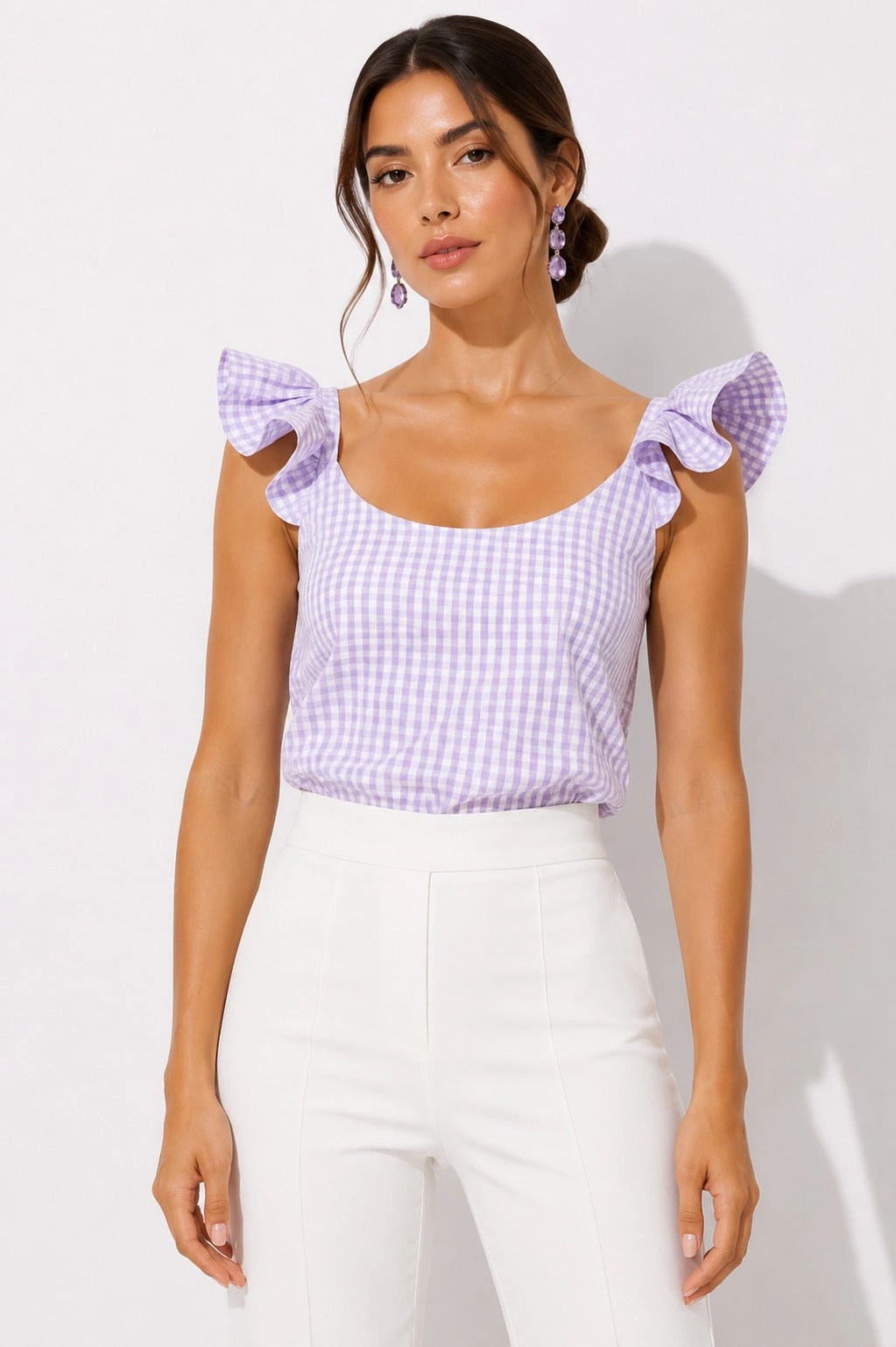 Blusa Coral Cuadros lila - imagen 1