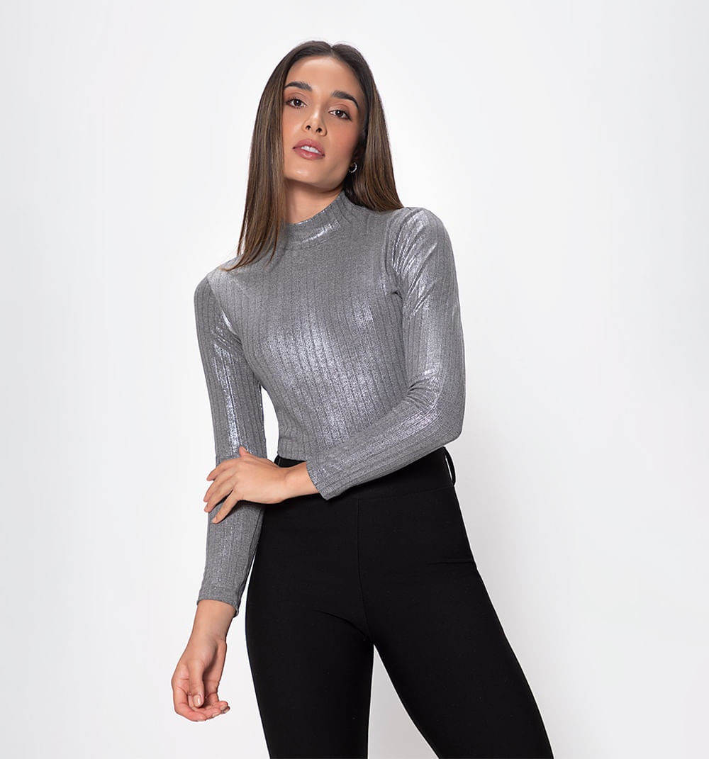 Blusa manga larga cuello tortuga - imagen 1