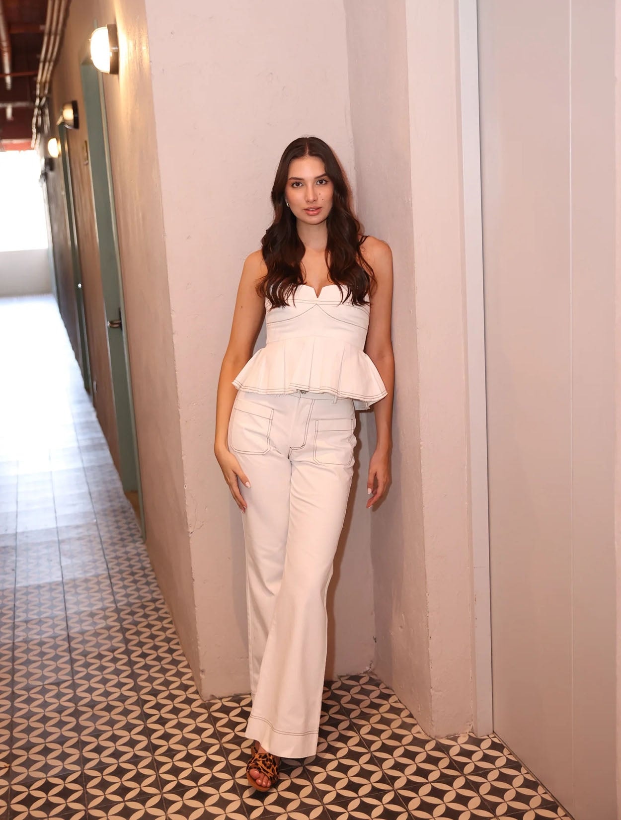 PANTALÓN DENIM IVORY - imagen 1