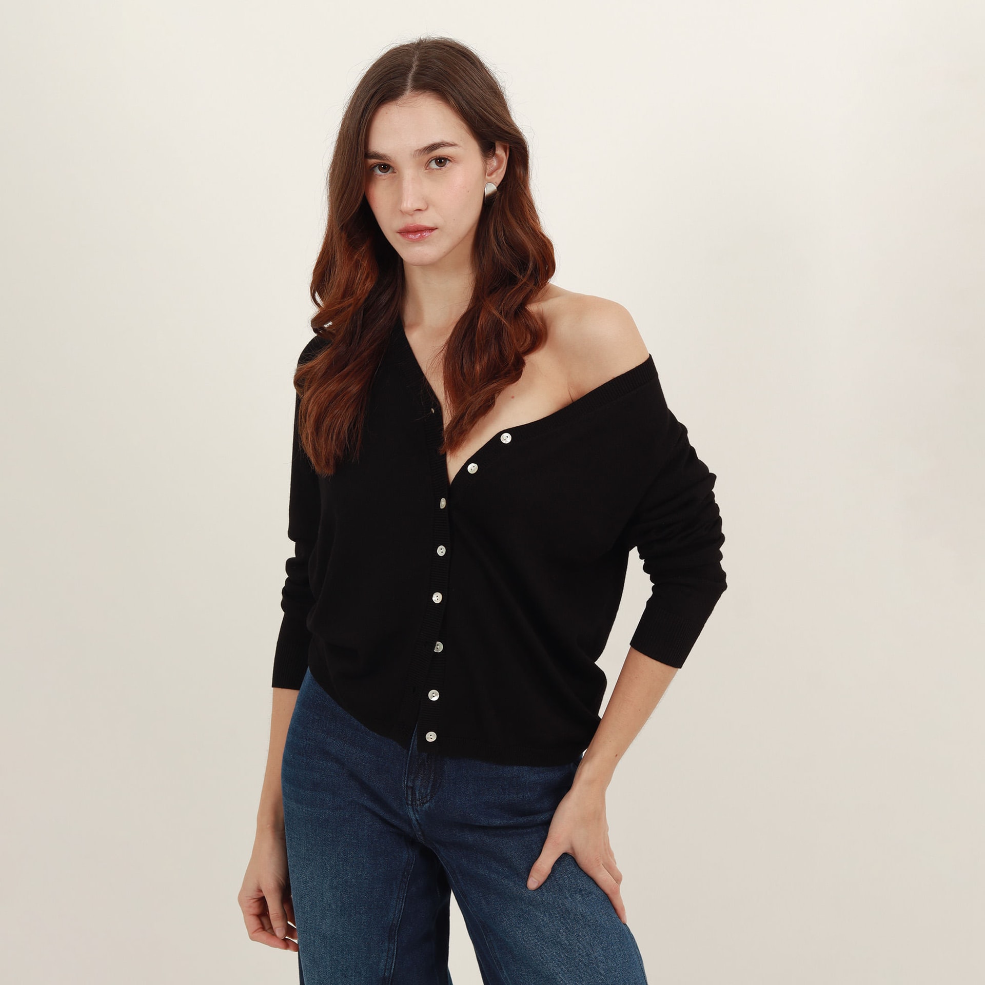 Sweater cardigan con botones manga larga - imagen 1