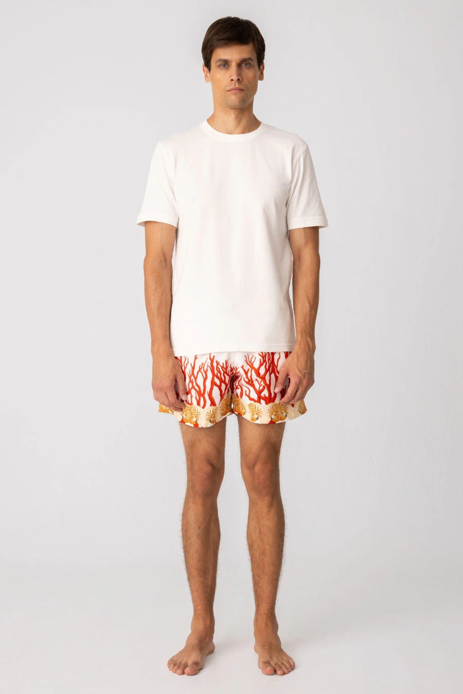 Men's cotton t-shirt white aronnax - imagen 1