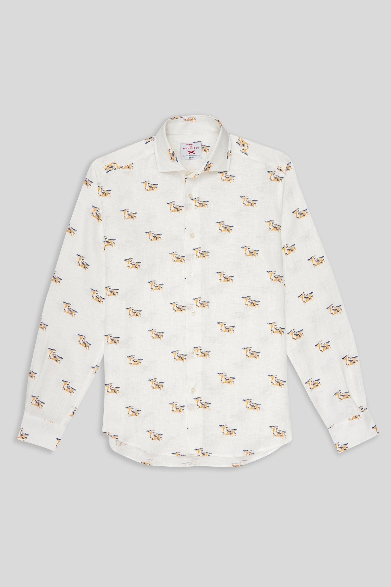 Men's white linen mushroom shirt - imagen 1