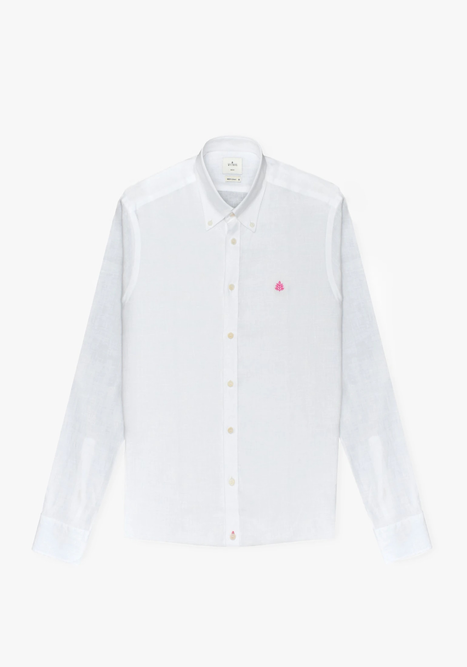 Camisa Lino Cuello Button Down Blanco - imagen 1