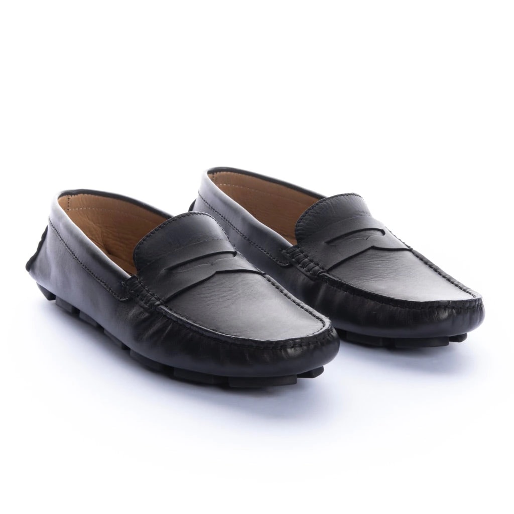 Mocasines Hombre Penny Cuero Liso Negro - imagen 1
