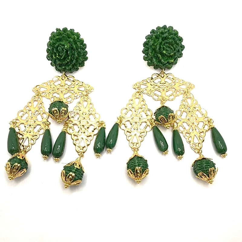 Flower & Gold Earrings - imagen 1
