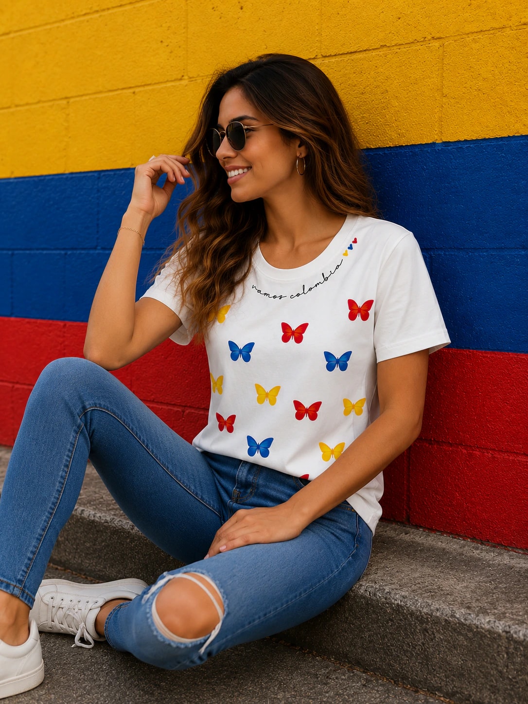 CAMISETA MARIPOSAS TRICOLOR - imagen 1