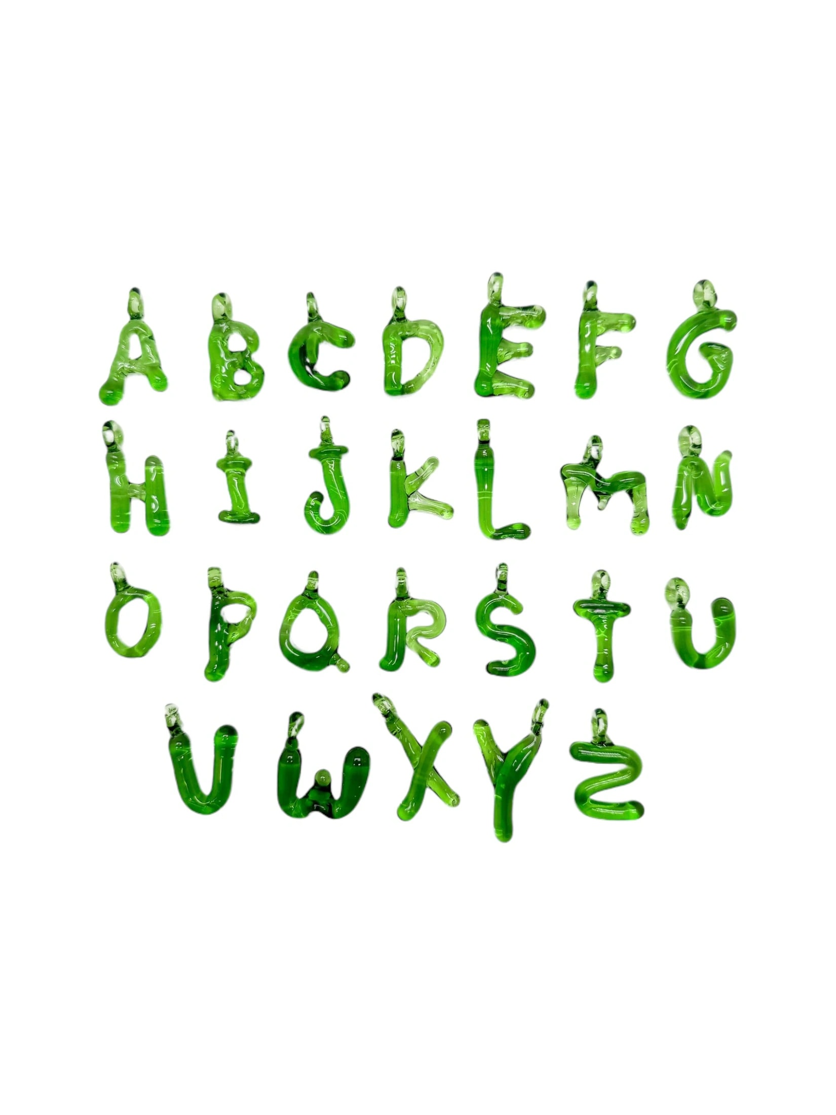 green glass necklace 1 letter - imagen 1
