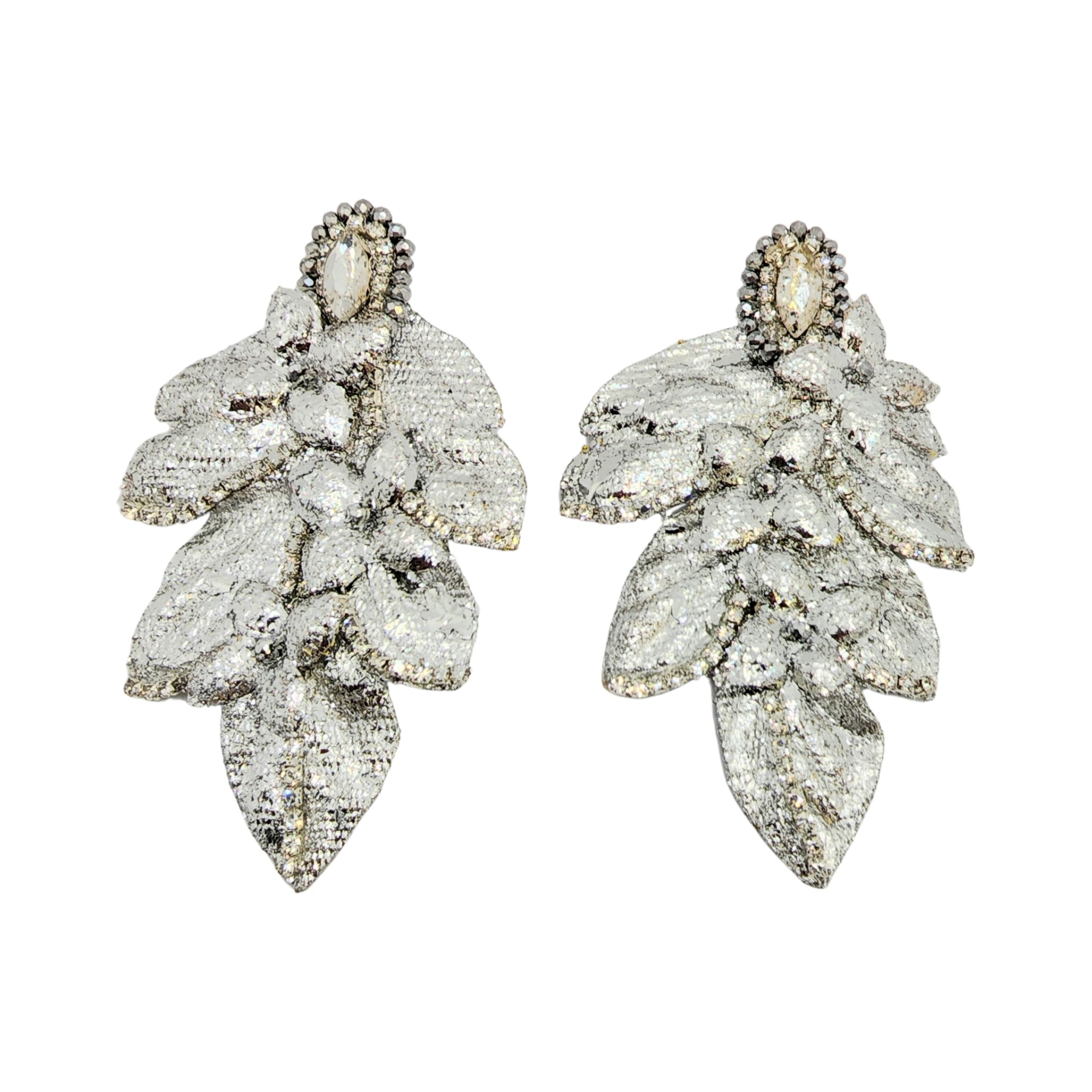 Silver & Gold Luxe Leaf Earrings - imagen 1