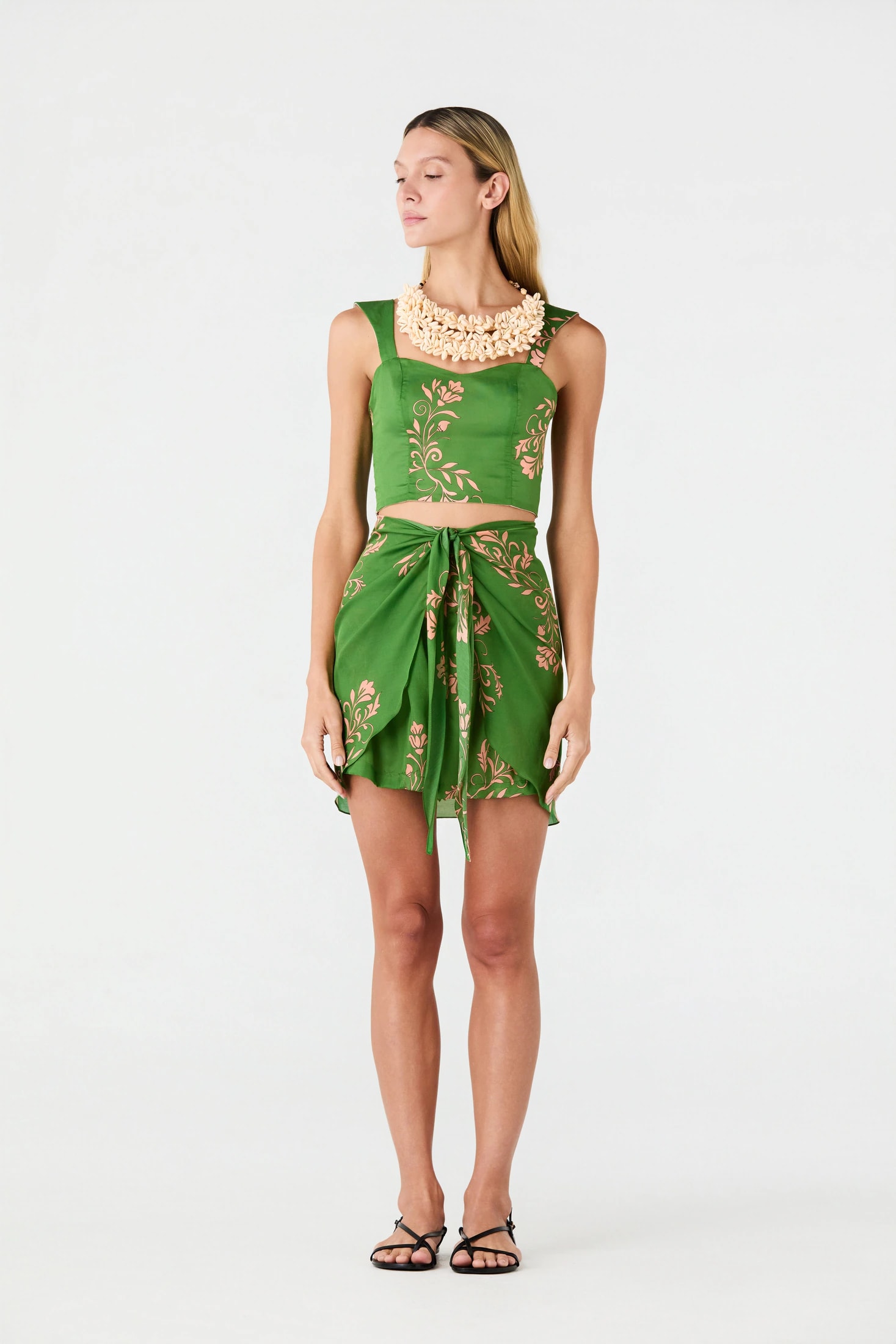 Calima Cotton Silk Top / Green Buganvilias - imagen 1