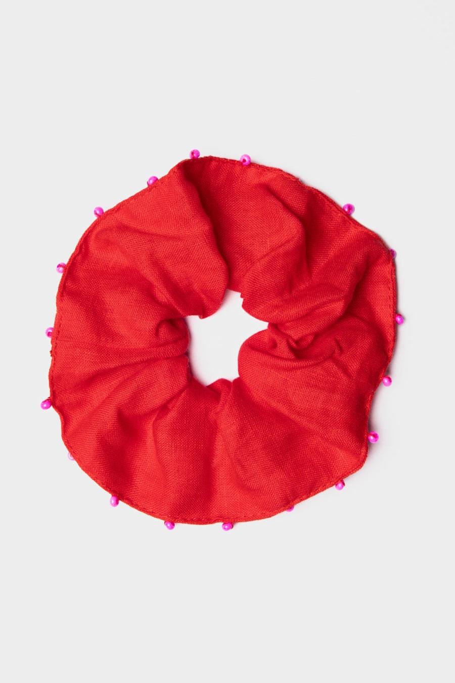 Women's linen pink scrunchie - imagen 1