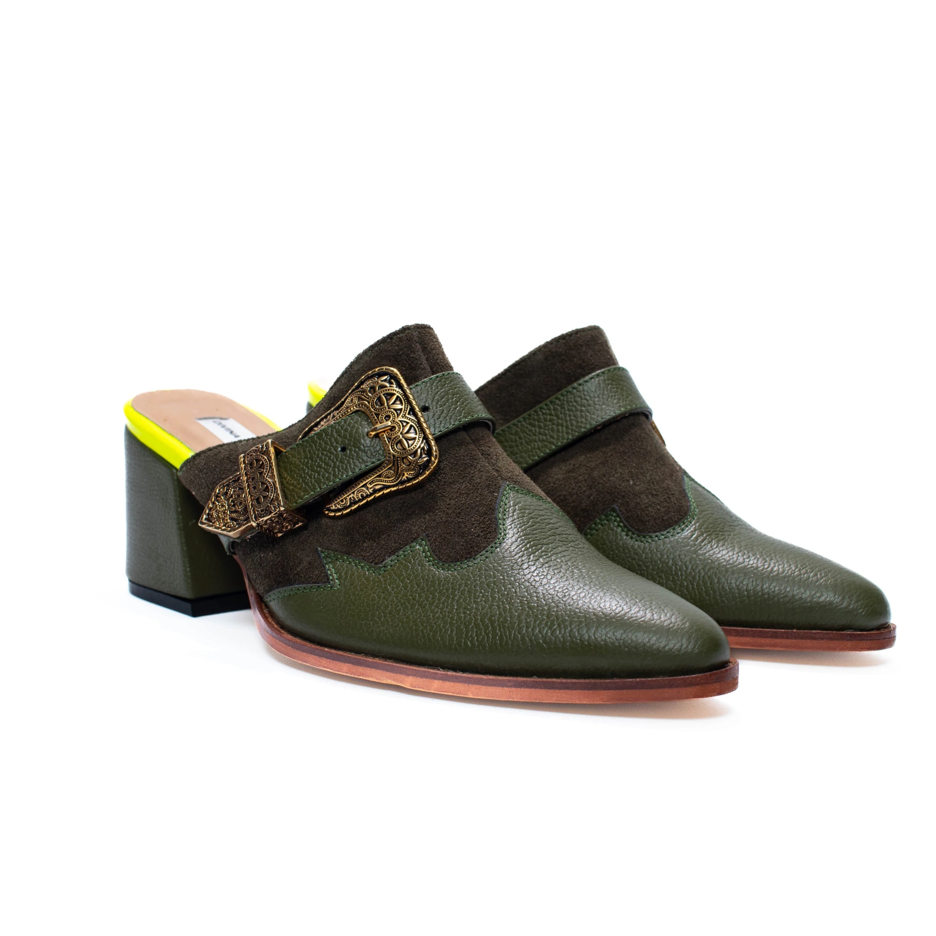 Olive Green Canvas Mules - imagen 1