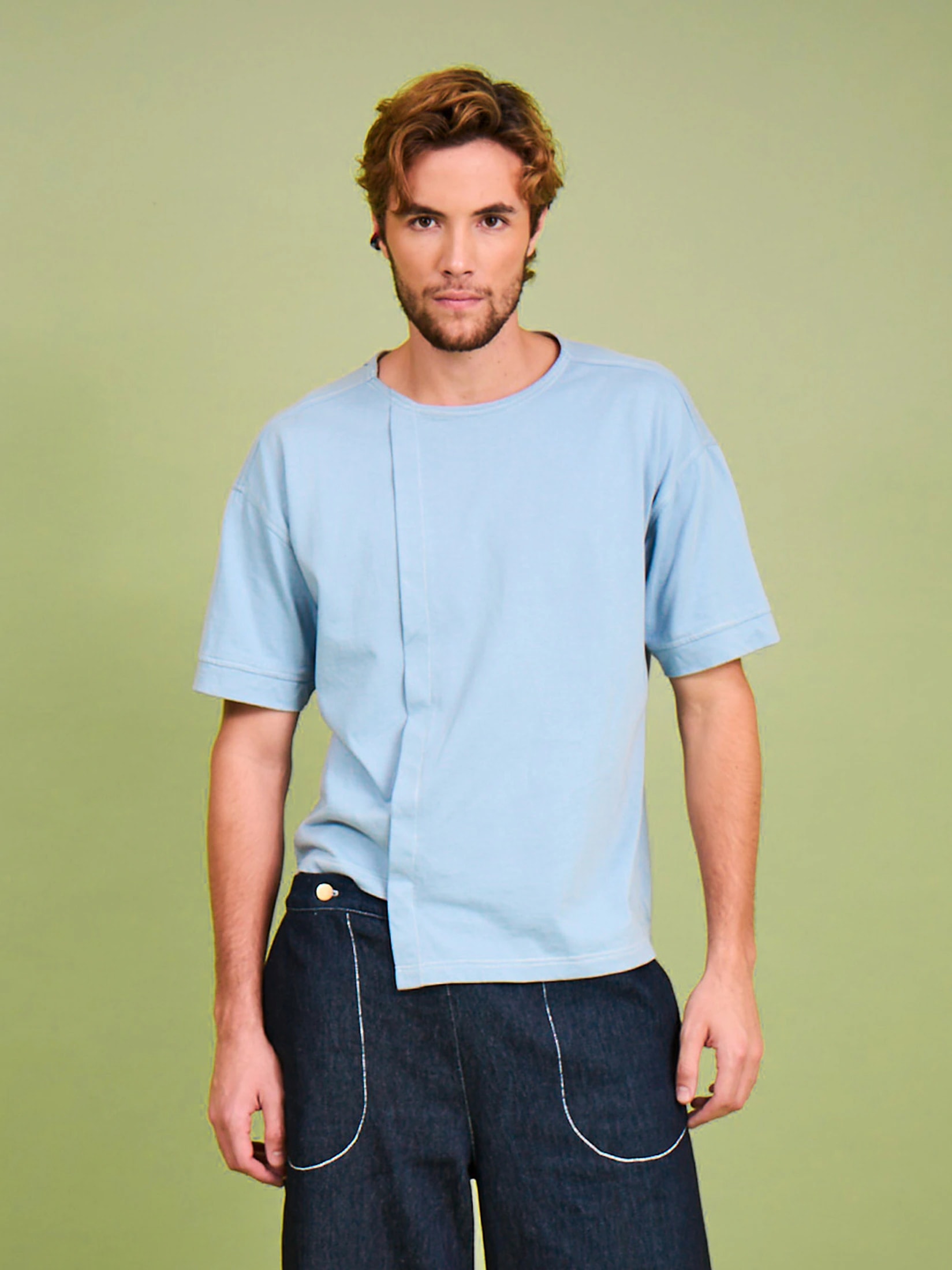 Camiseta Azul en Algodón Cuello Redondo - imagen 1