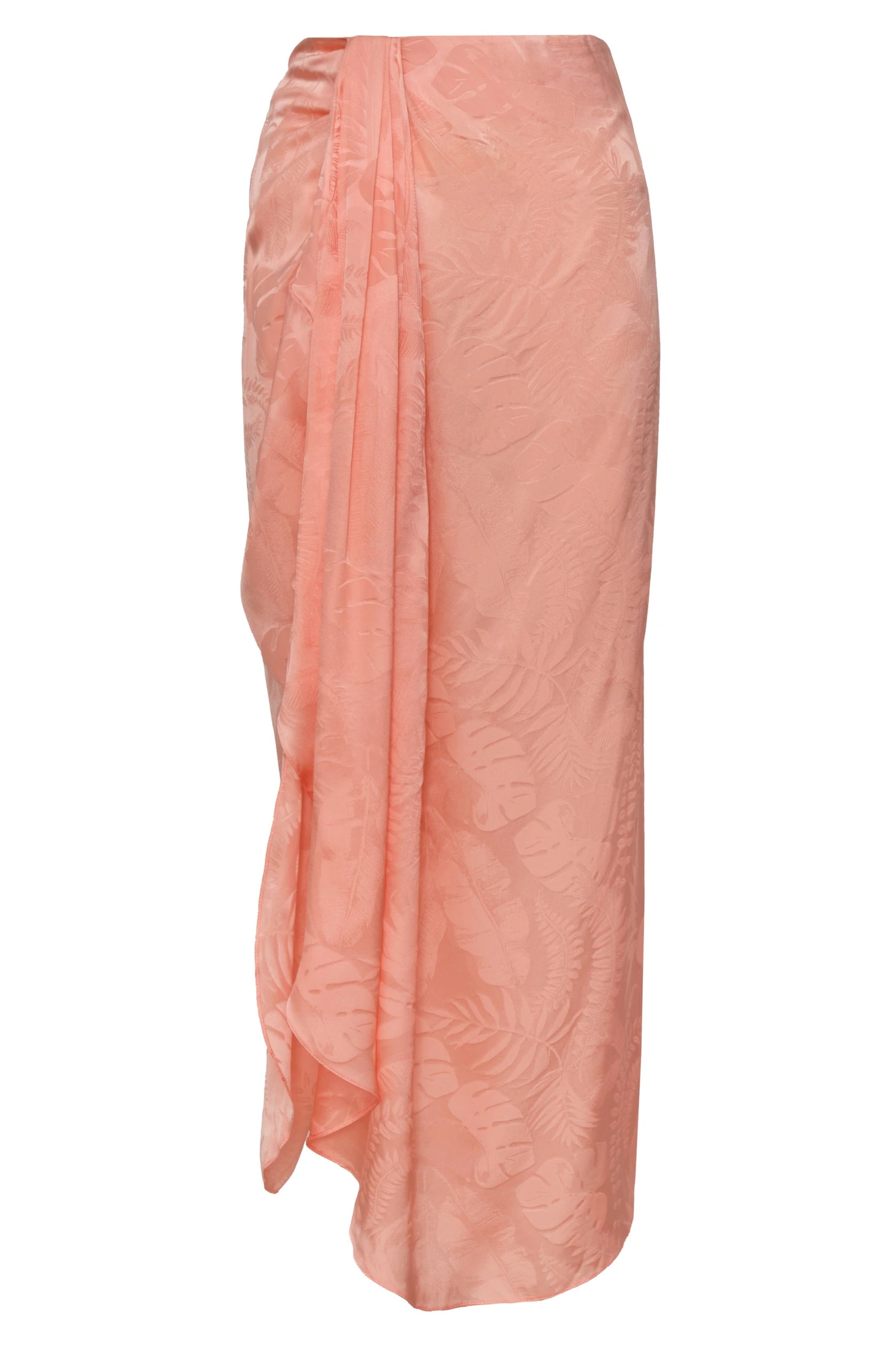 Myanmar Silk Jacquard Midi Skirt / Peach - imagen 1