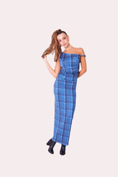Long Skirt in Blue Tartan - imagen 1