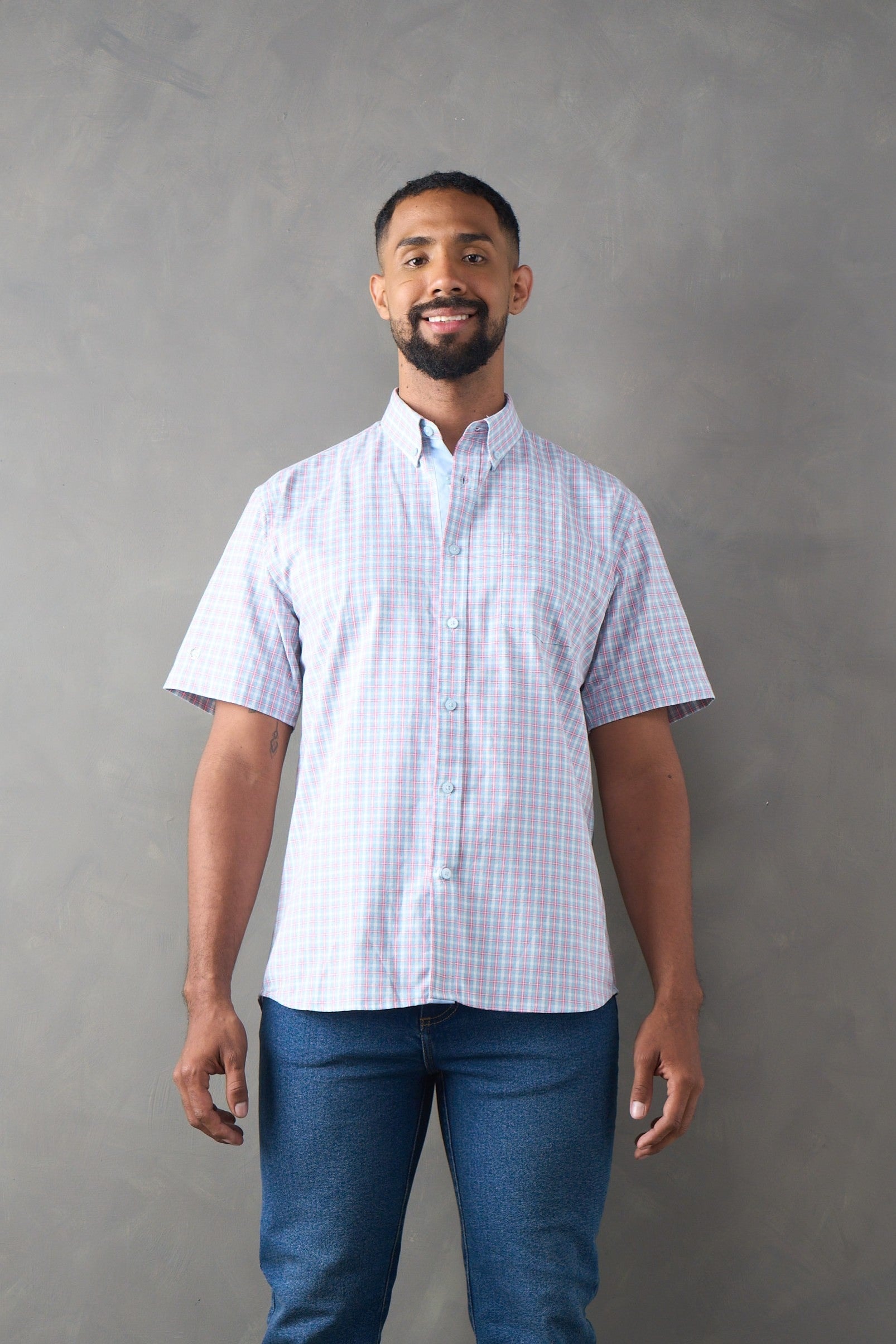 Camisa regular fit azul medio - imagen 1
