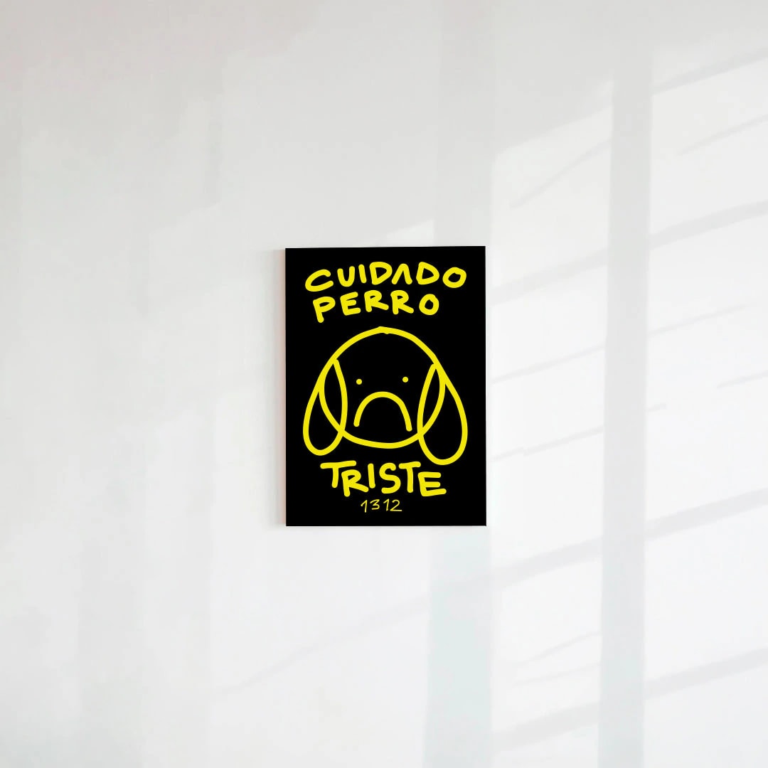 Postal Cuidado perro triste negro (Papel 220g) - imagen 1