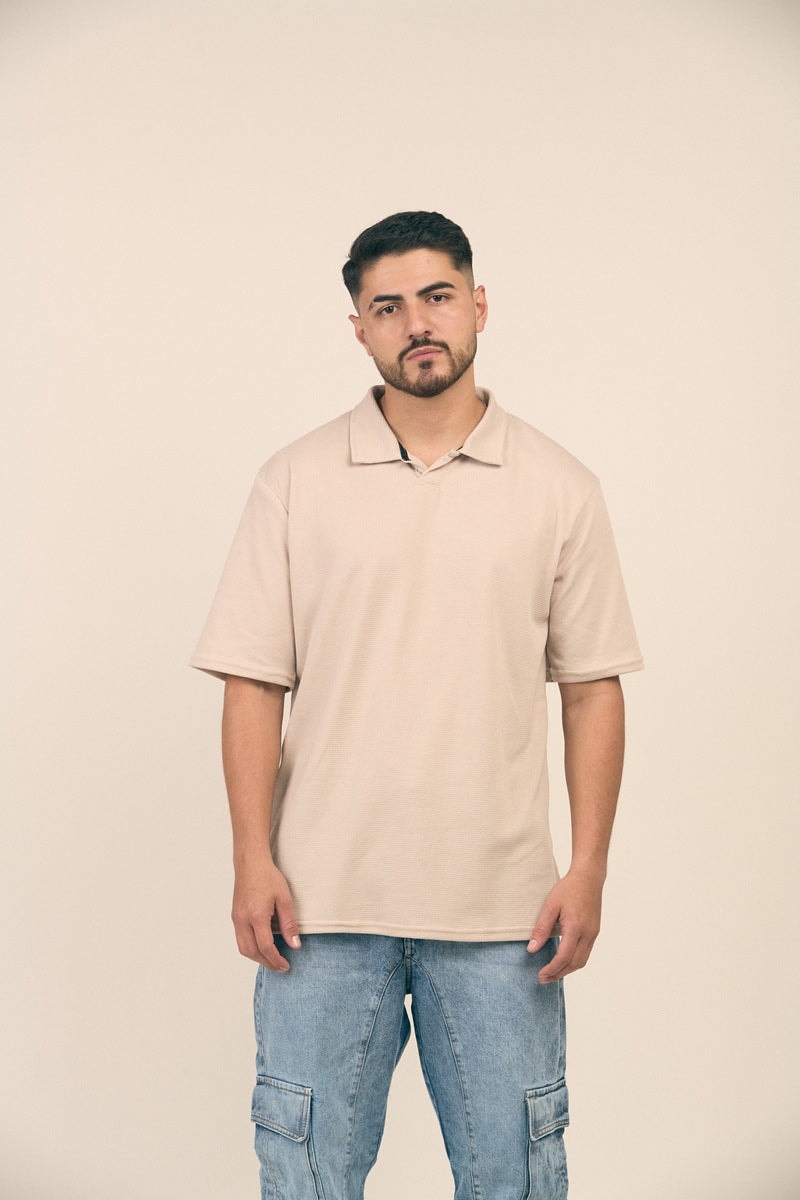 POLO BEIGE TEXTURIZADA - imagen 1