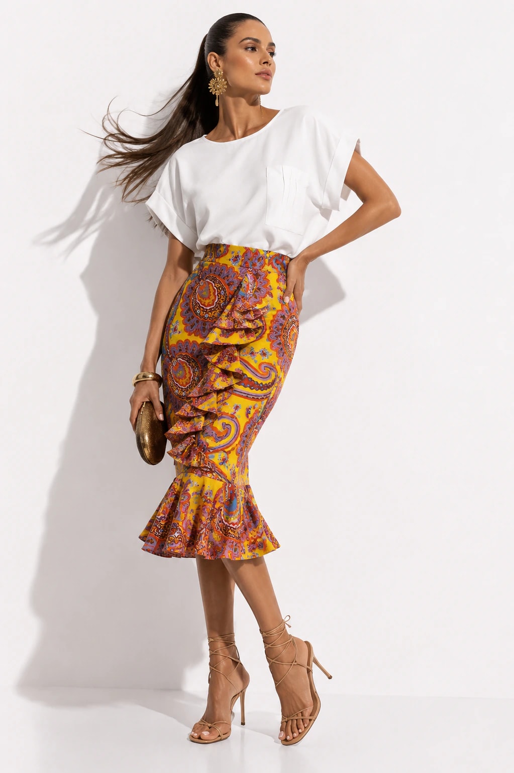 Falda Checa Flores Fucsia - imagen 1