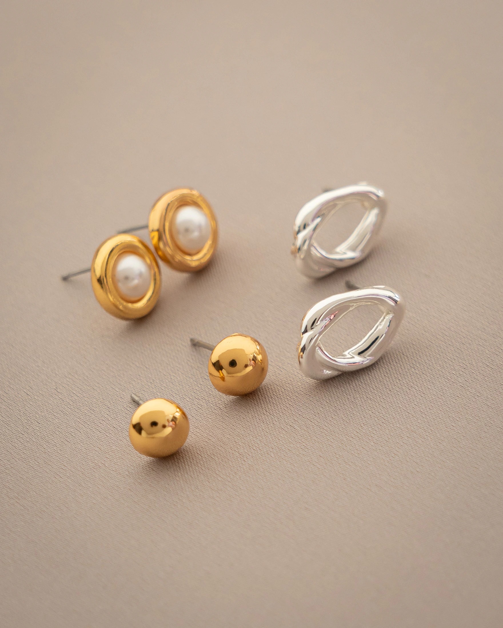 Set X3 Aretes Perla - imagen 1