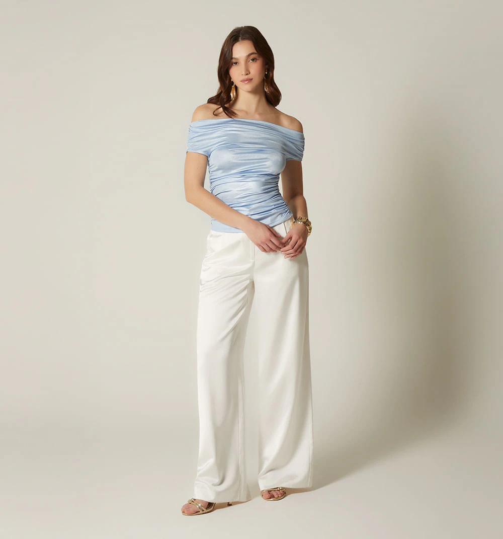Blusa escote bandeja manga seguida - imagen 1