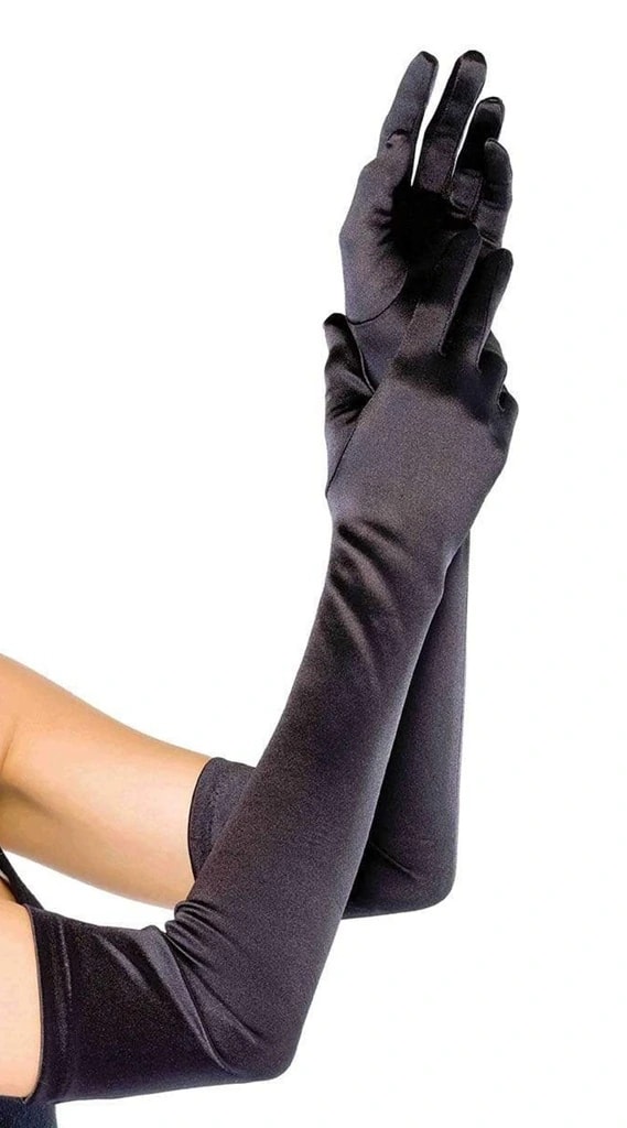 Guantes largos en satín negros LA-16B-NEG-OS - imagen 1