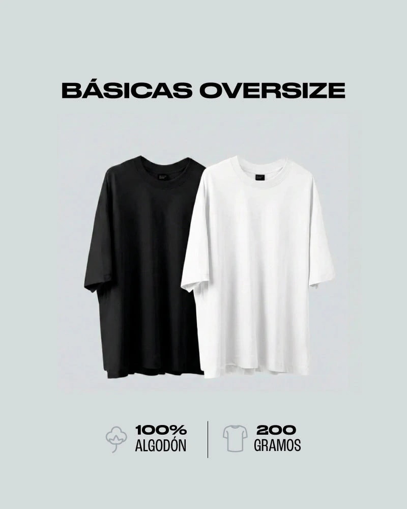 Pack x2 Camisetas Básicas Oversizes Black & White - imagen 1