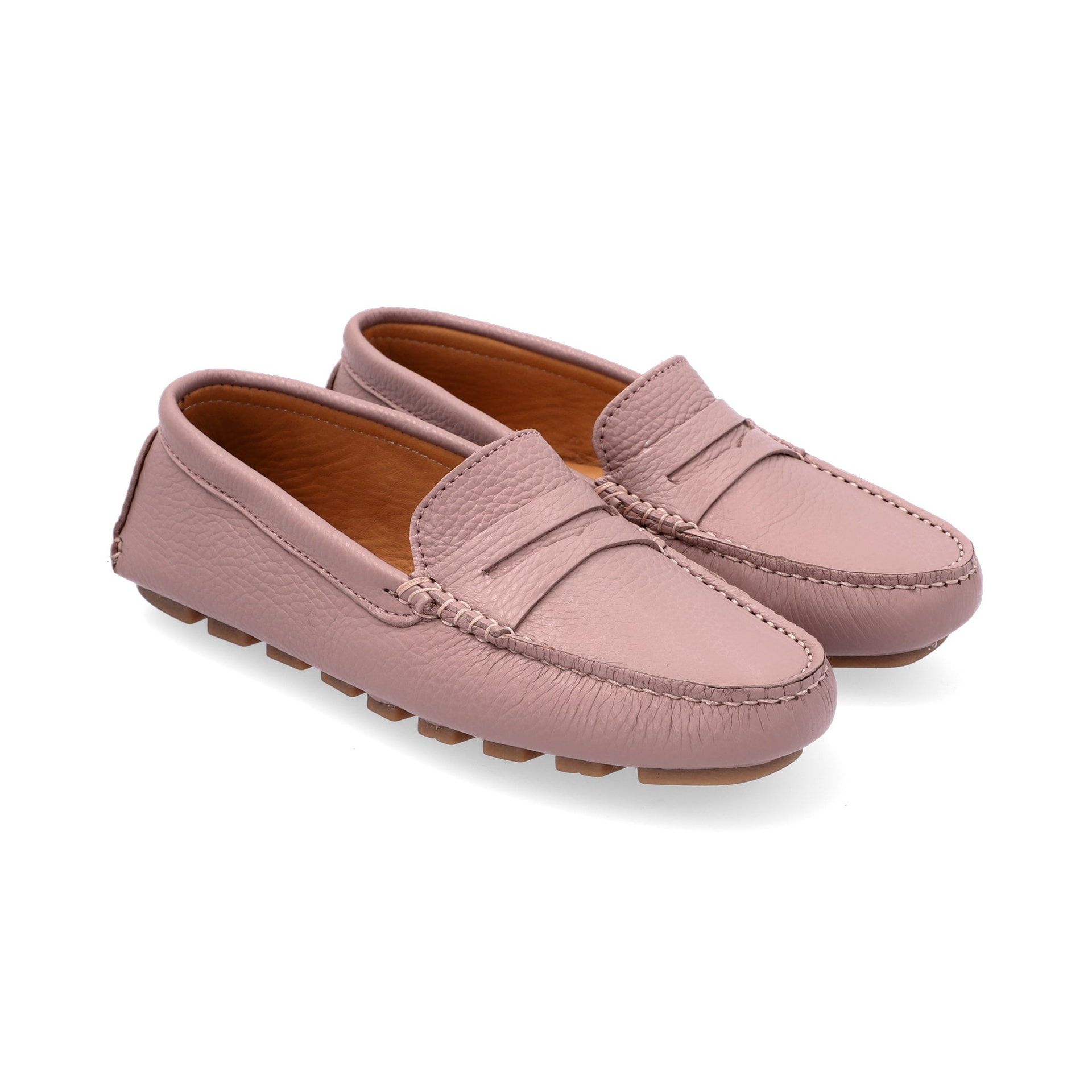 Mocasines Mujer Penny Cuero Rosa - imagen 1