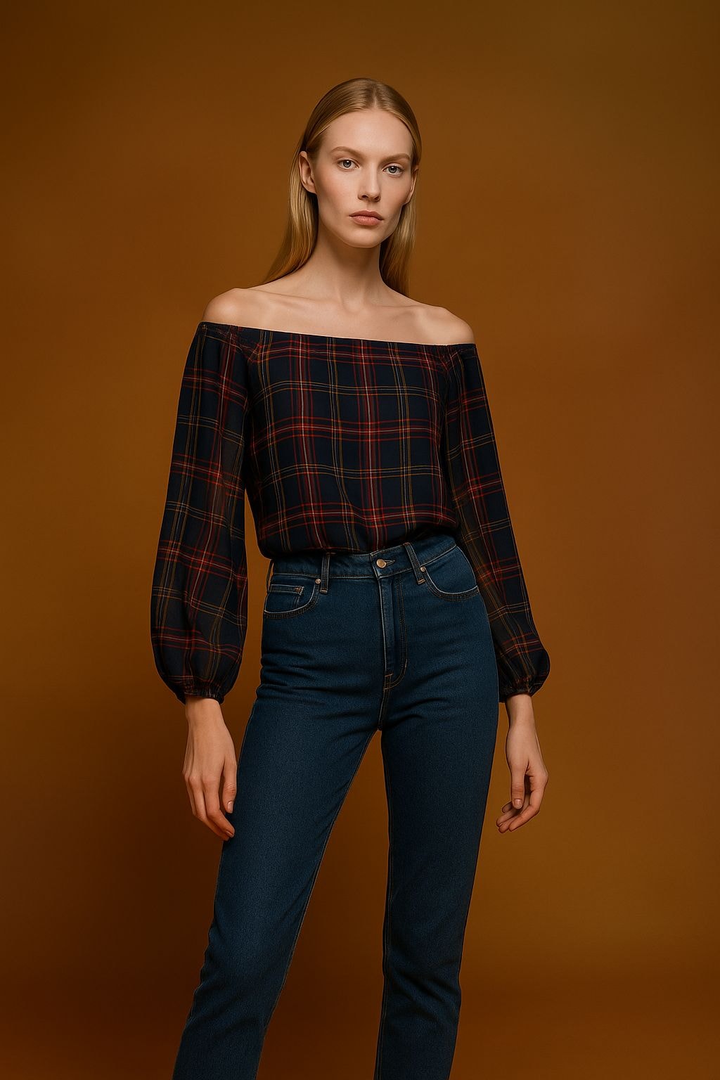 Blusa Thaylor Azul Cuadros - imagen 1