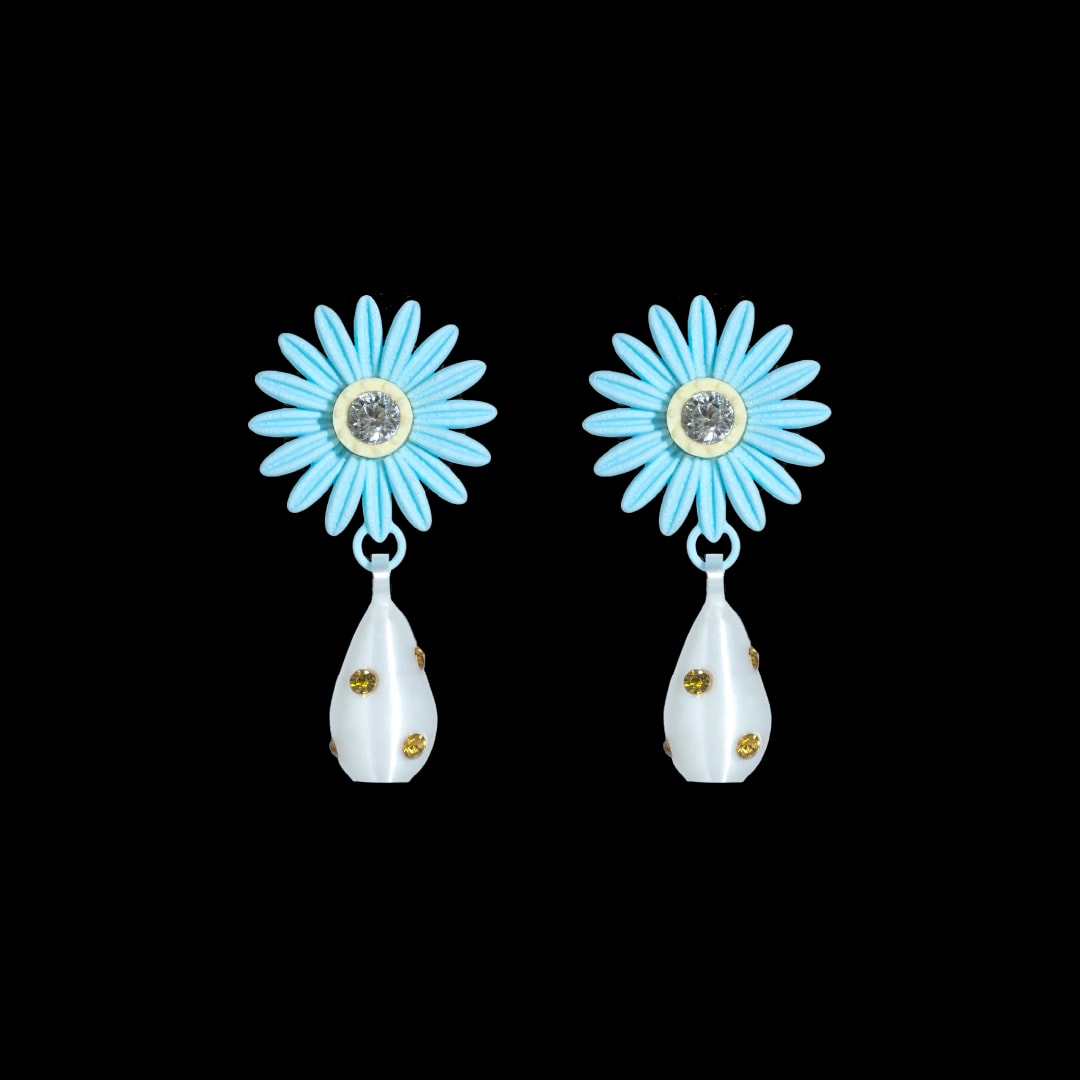 ARETES DE MARGARITA CON DIJE DE PERLA - imagen 1