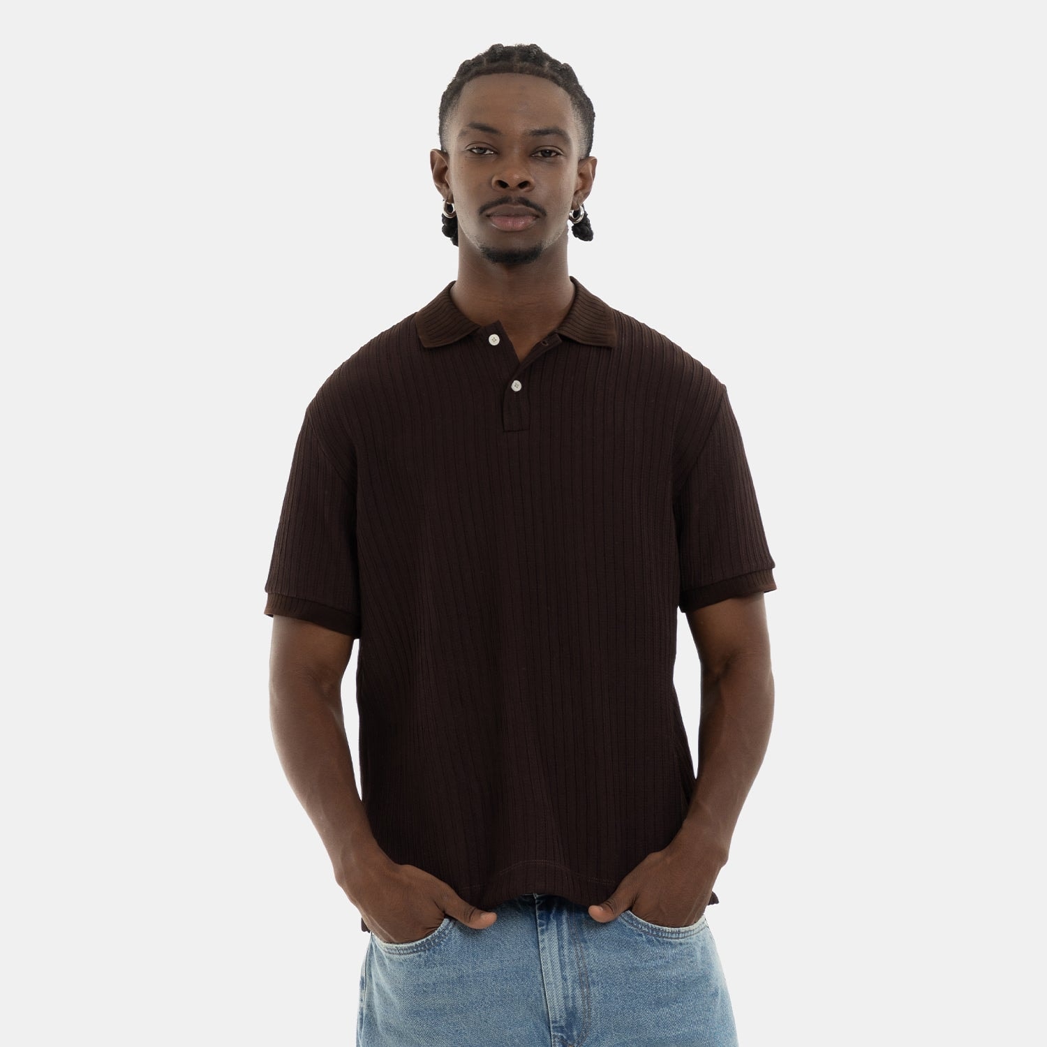Refined Polo Knit Chocolate - imagen 1