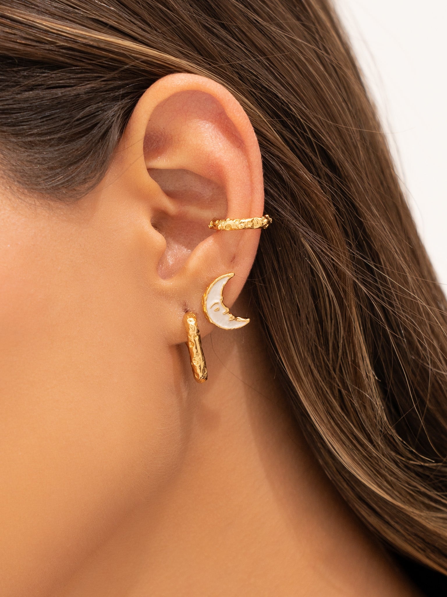 Set X3 Aretes Luna Gold - imagen 1