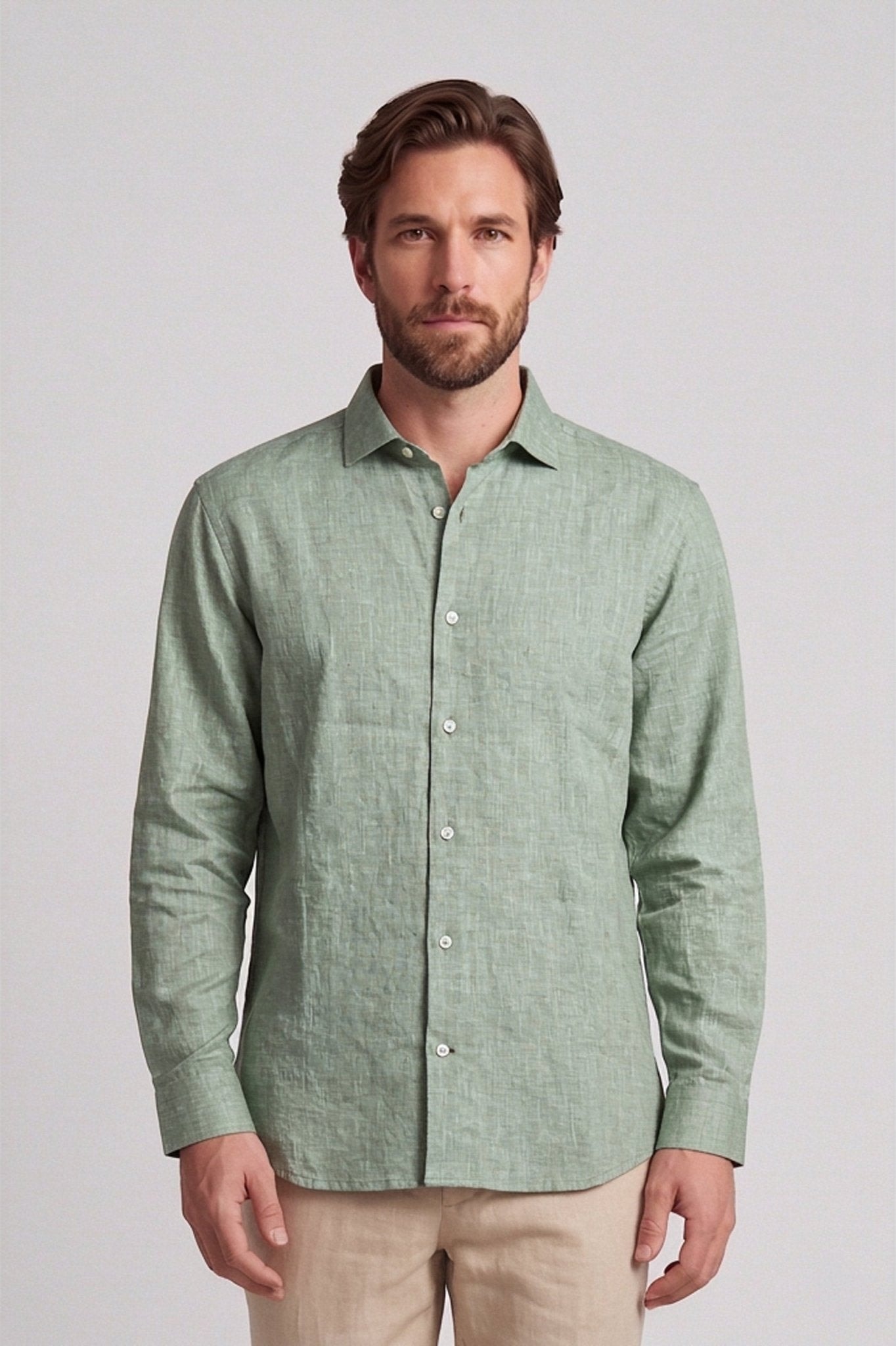 Camisa lino algodon manga larga para hombre Jon Sonen 010225057 - imagen 1