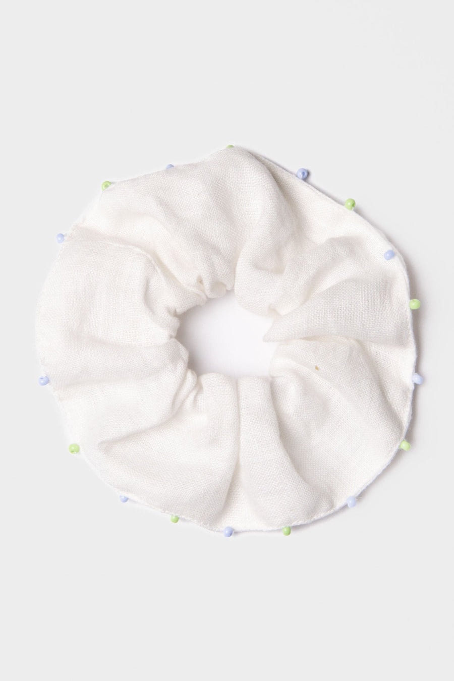 Women's linen white scrunchie - imagen 1