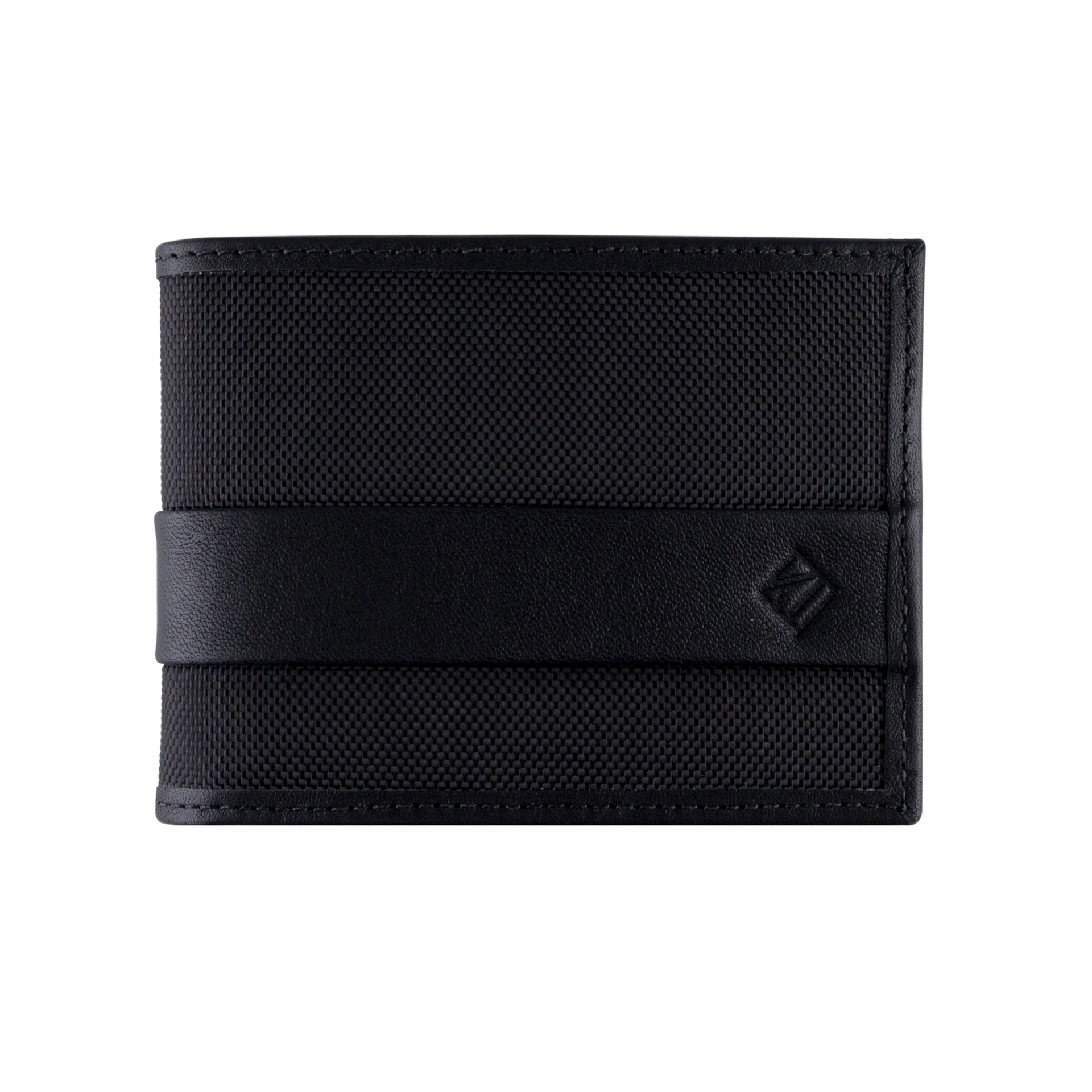 Billetera Slim Cuero-Lona (Negra) — Con Grabado de Iniciales - imagen 1