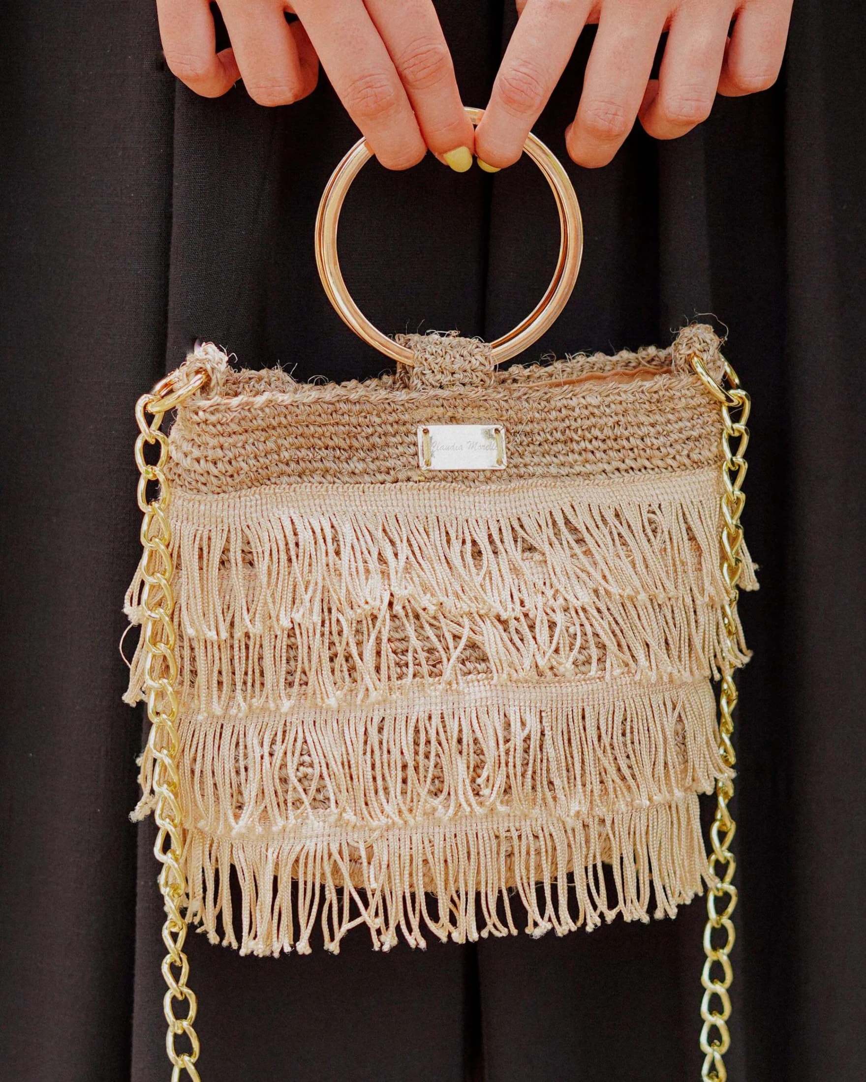 Bolso Orquidea Flecos – Beige - imagen 1