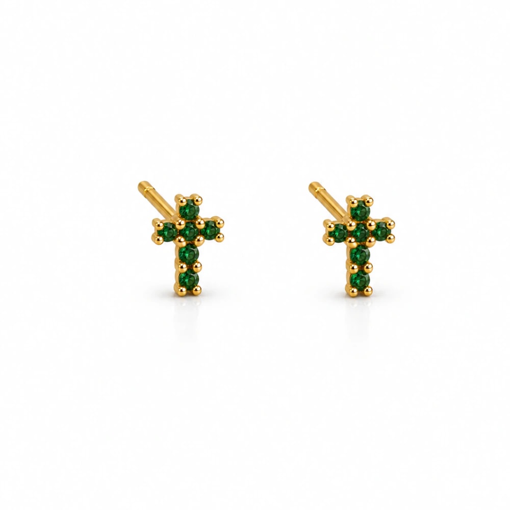 Aretes Cruz esmeralda - imagen 1
