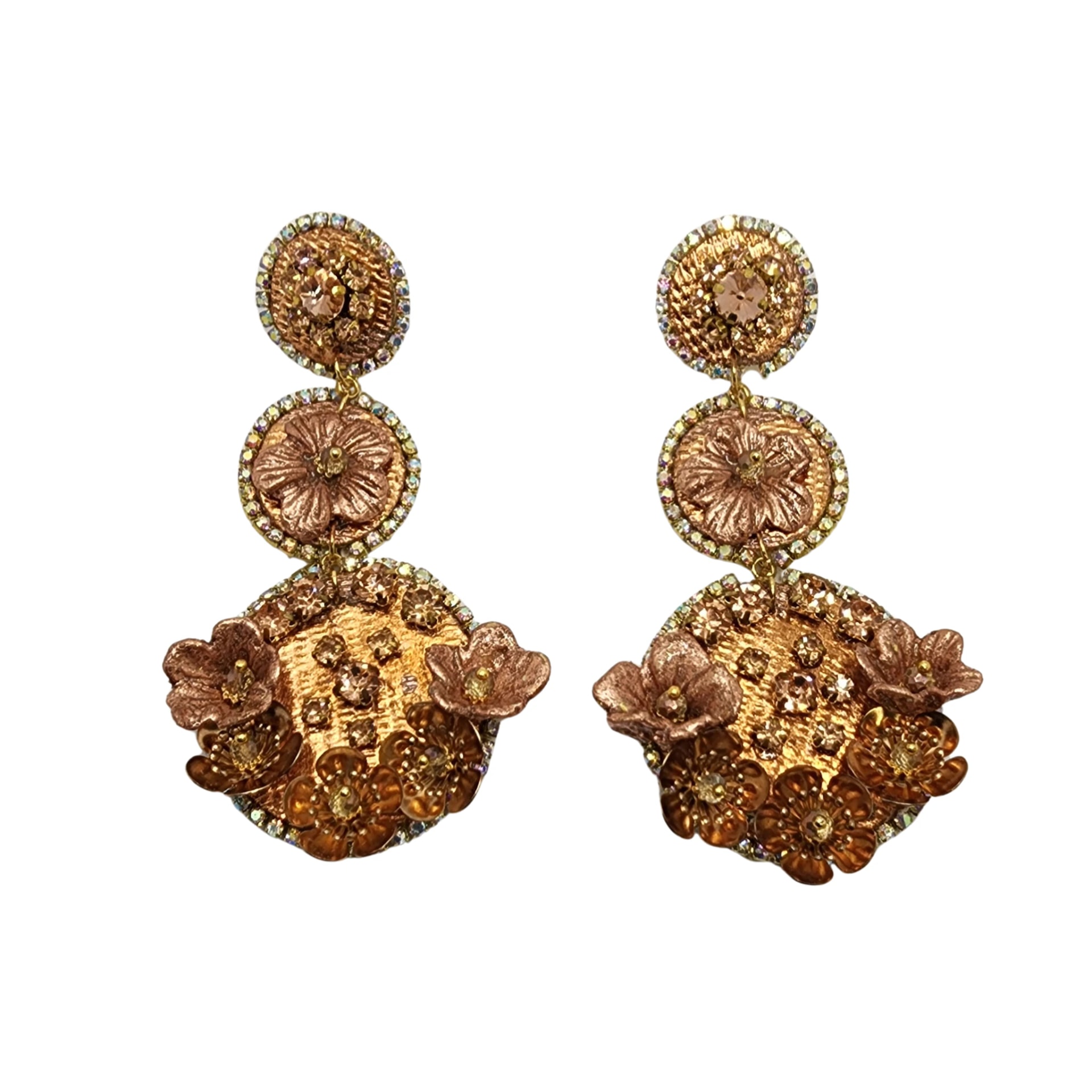 Gold Rose Waterfall Earrings - imagen 1